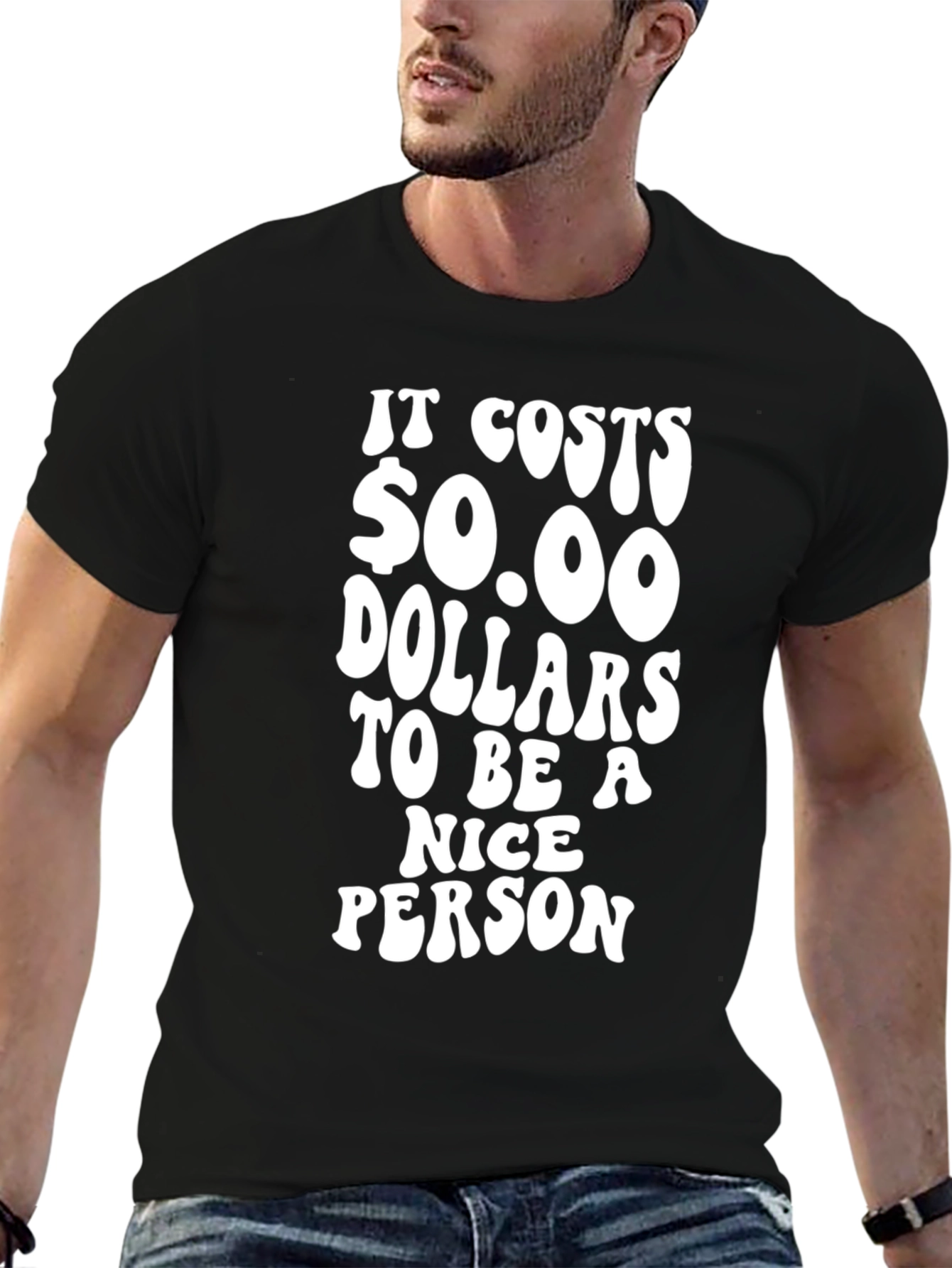 Funny $0.00 Nice Person Black T-Shirt