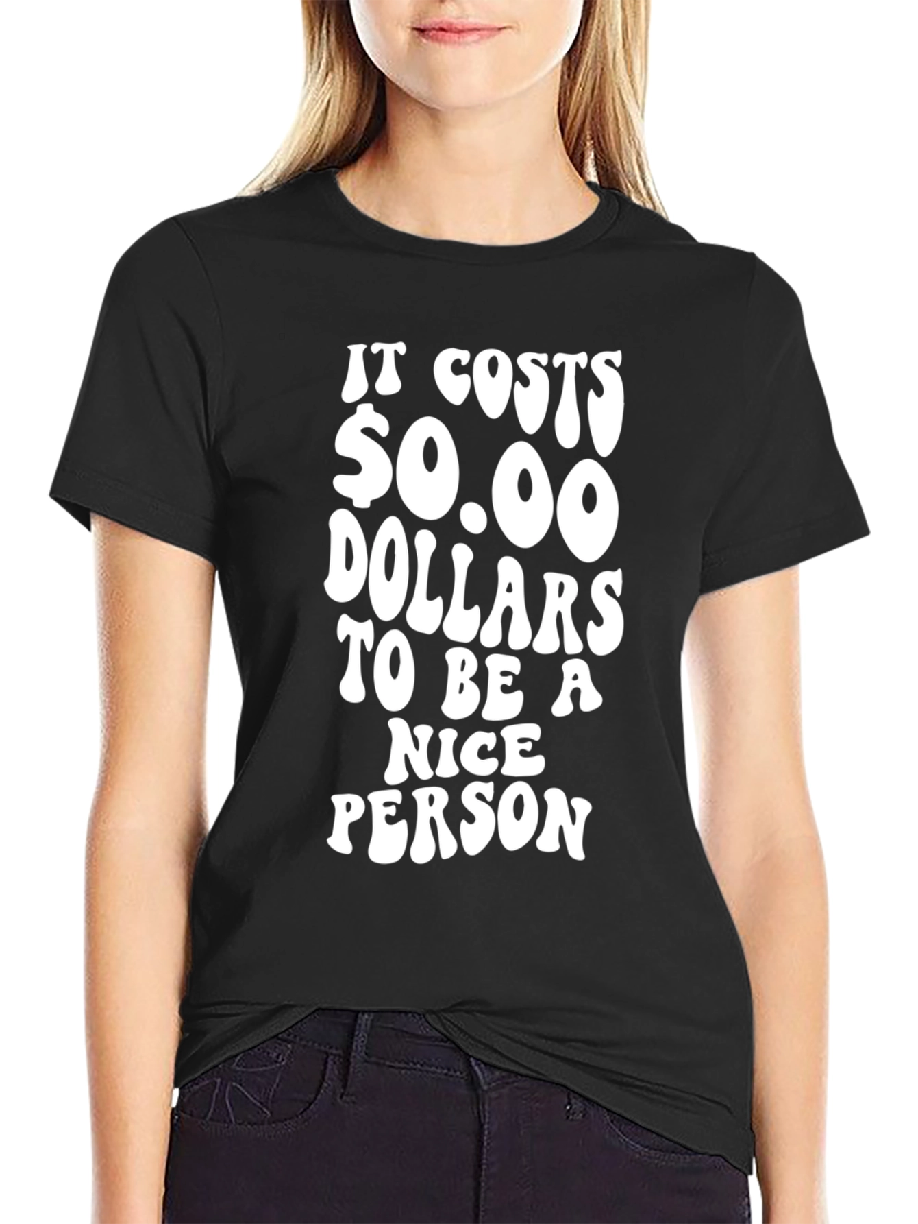 Funny $0.00 Nice Person Black T-Shirt