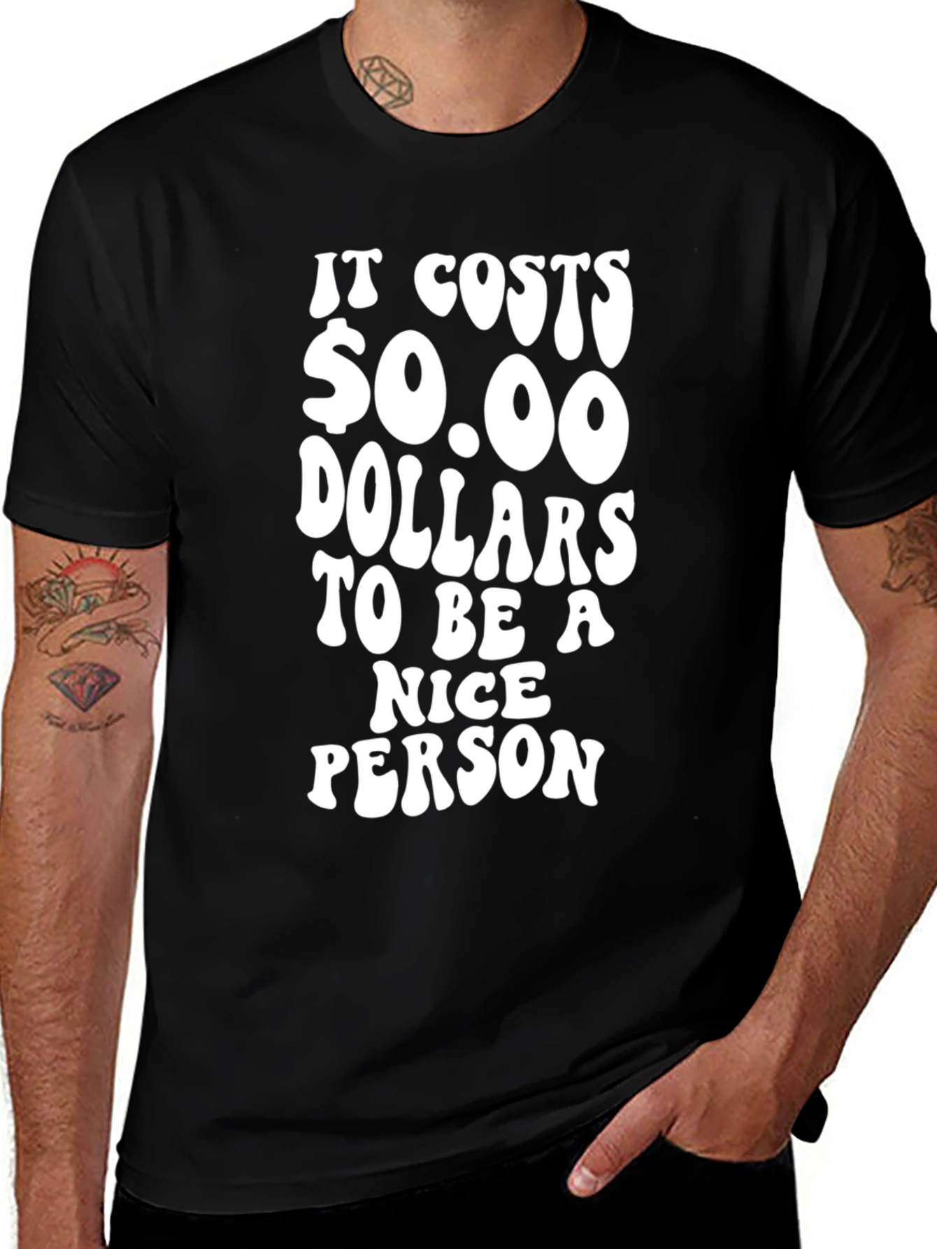 Funny $0.00 Nice Person Black T-Shirt