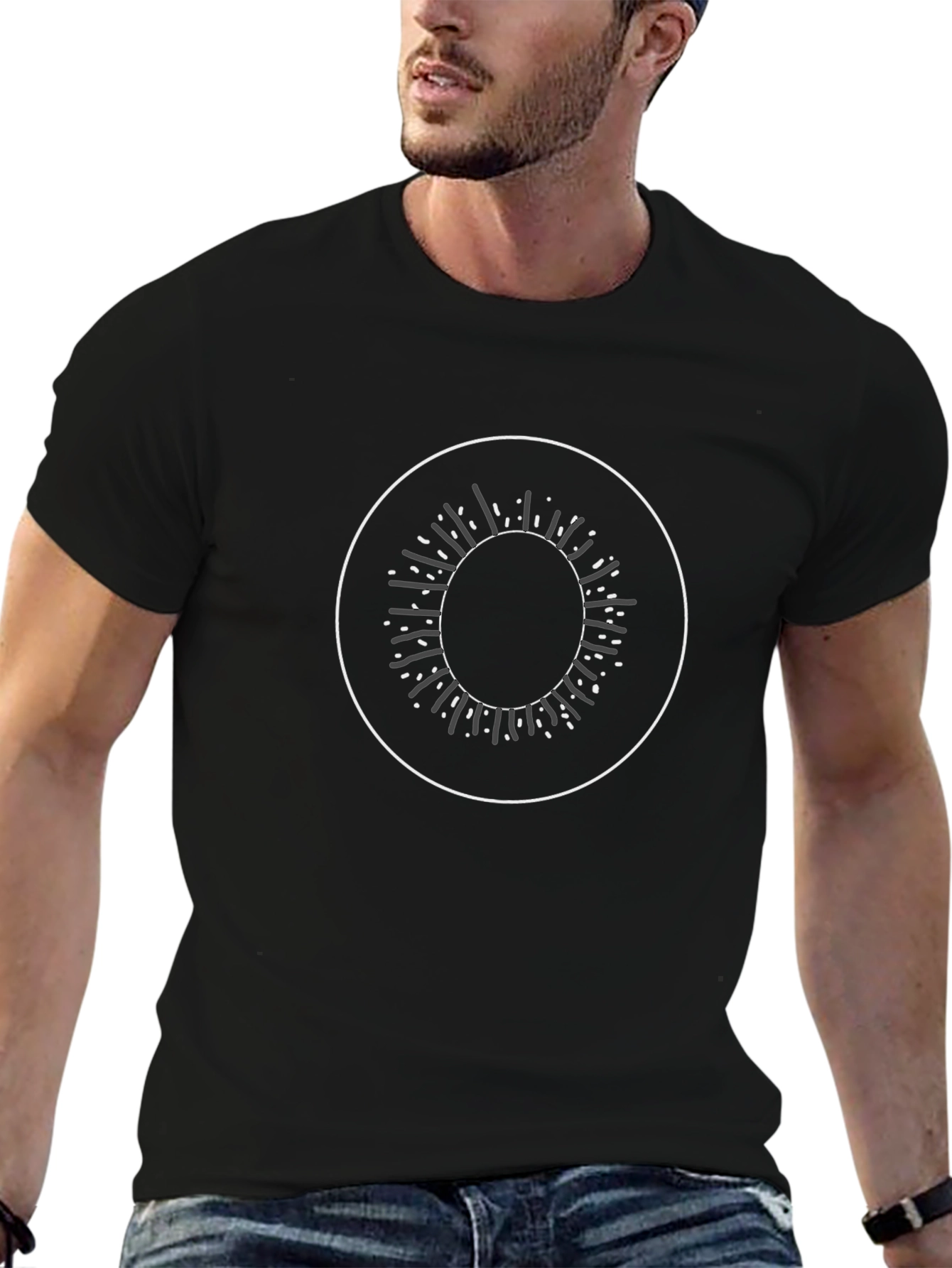 Abstract Circle Graphic Tee - Modern Casual Style