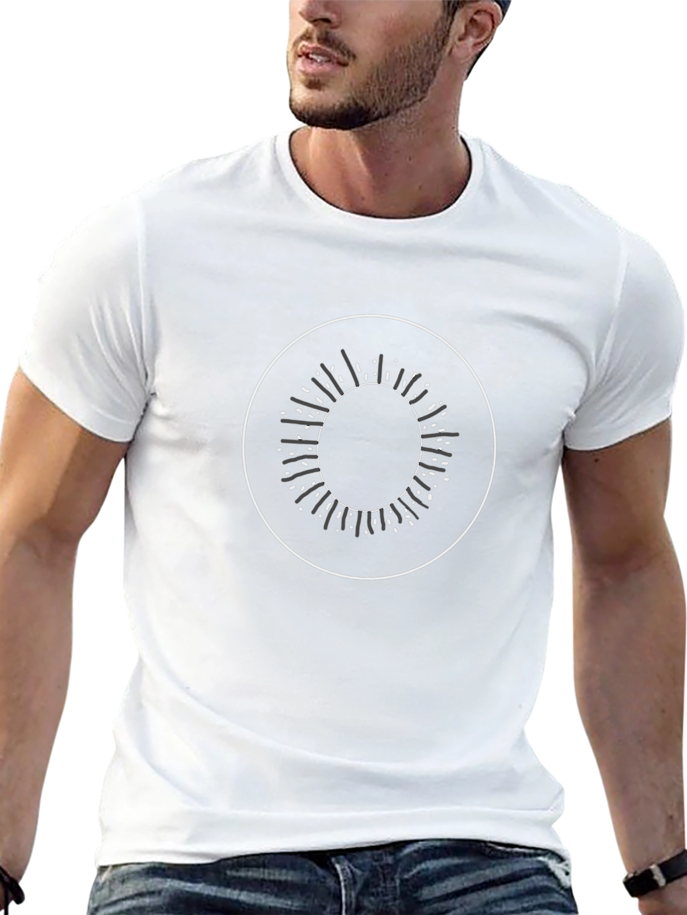 Abstract Circle Graphic Tee - Modern Casual Style