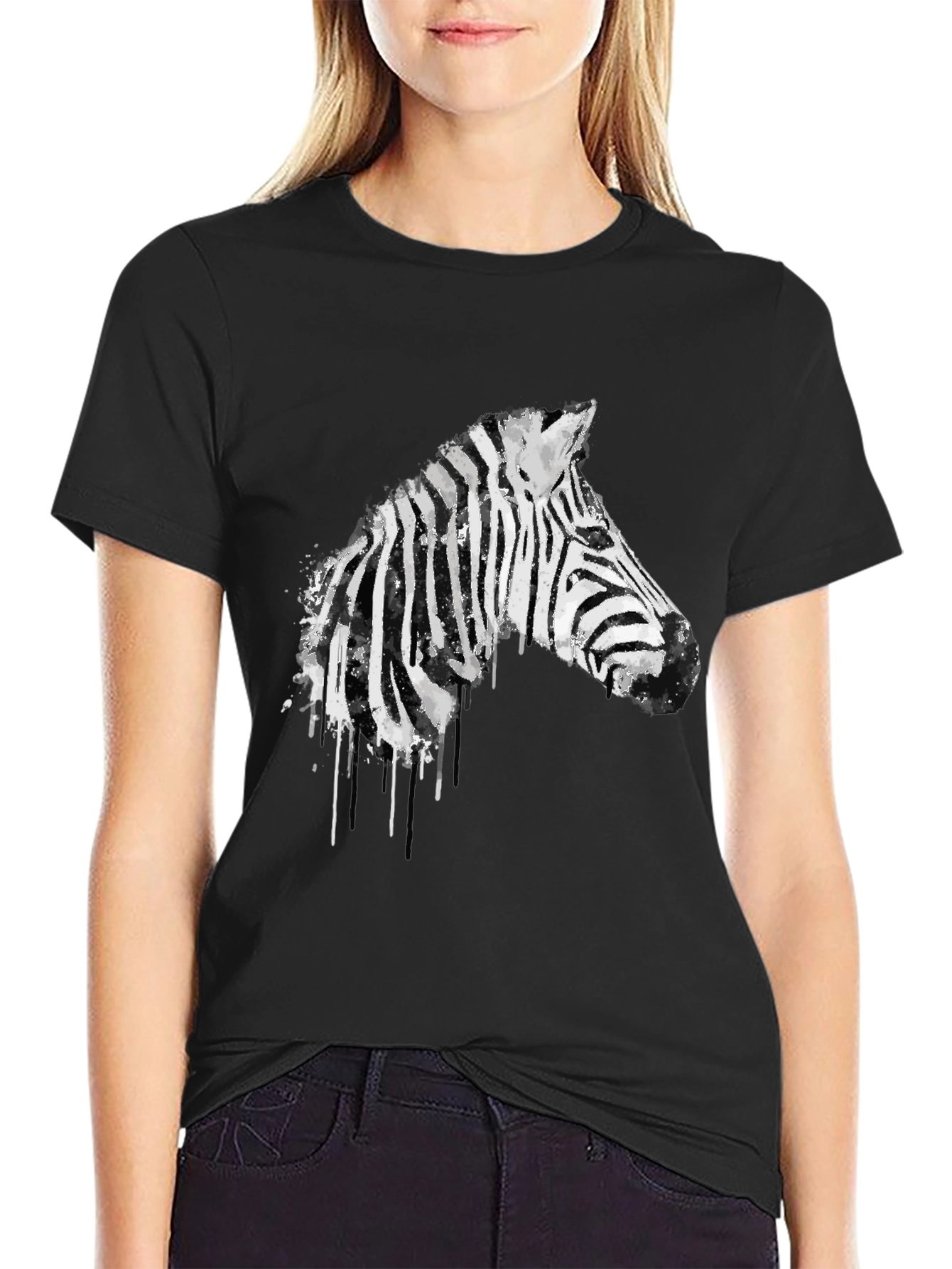 Zebra Graphic Print Mens Black T-Shirt