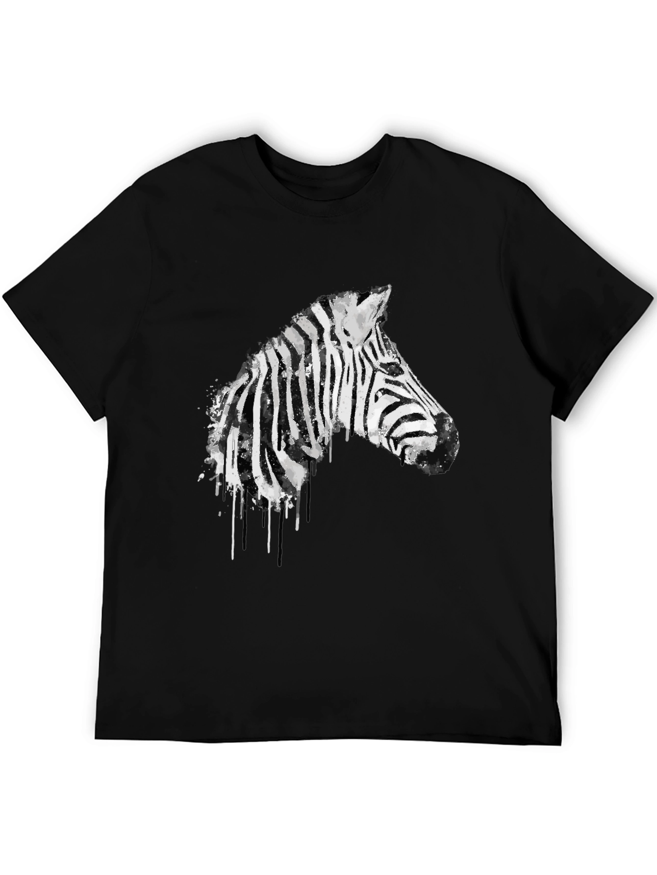 Zebra Graphic Print Mens Black T-Shirt