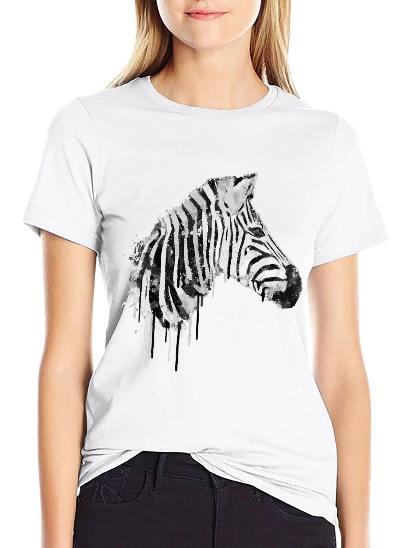 Zebra Graphic Print Mens Black T-Shirt