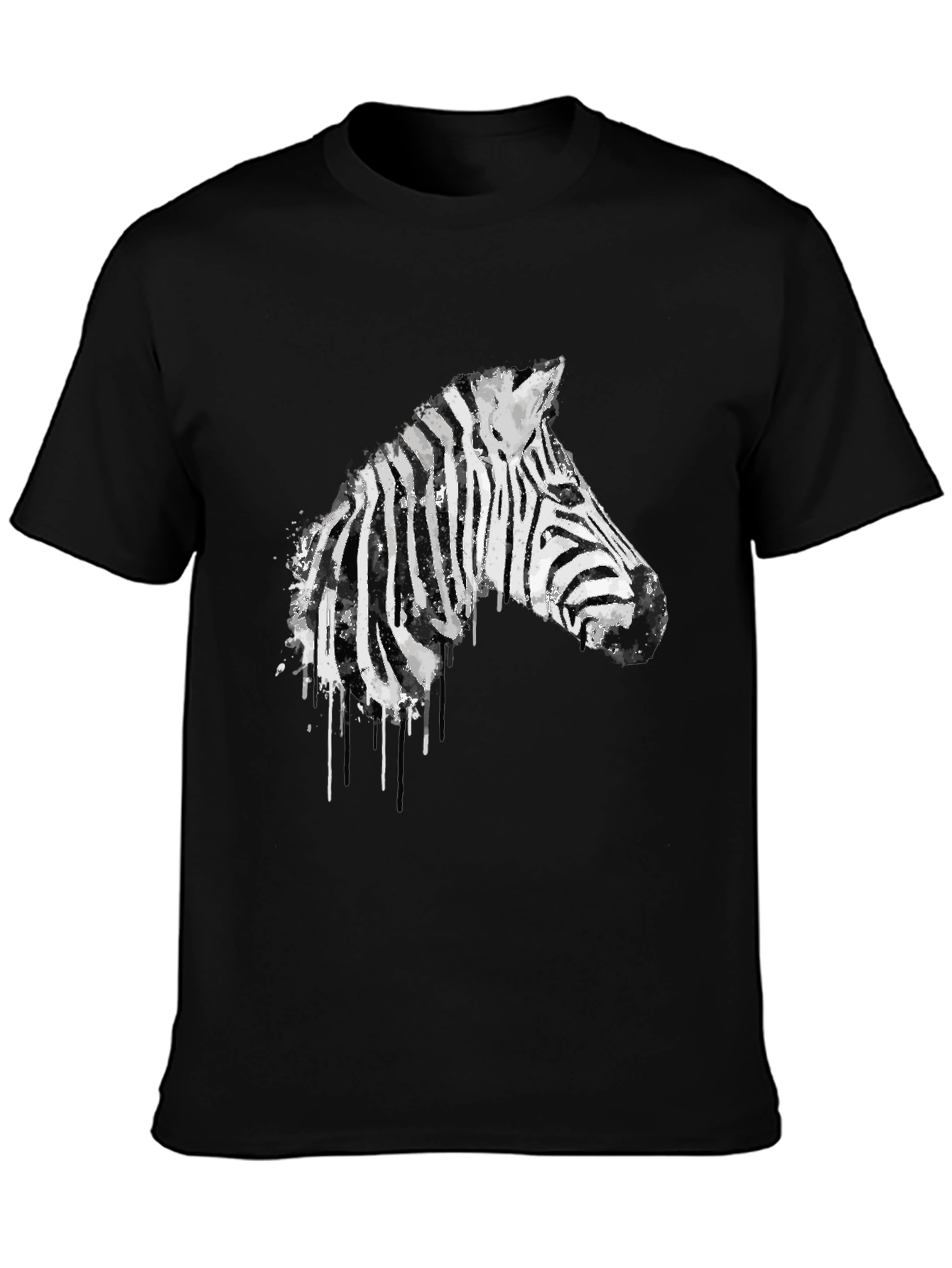 Zebra Graphic Print Mens Black T-Shirt