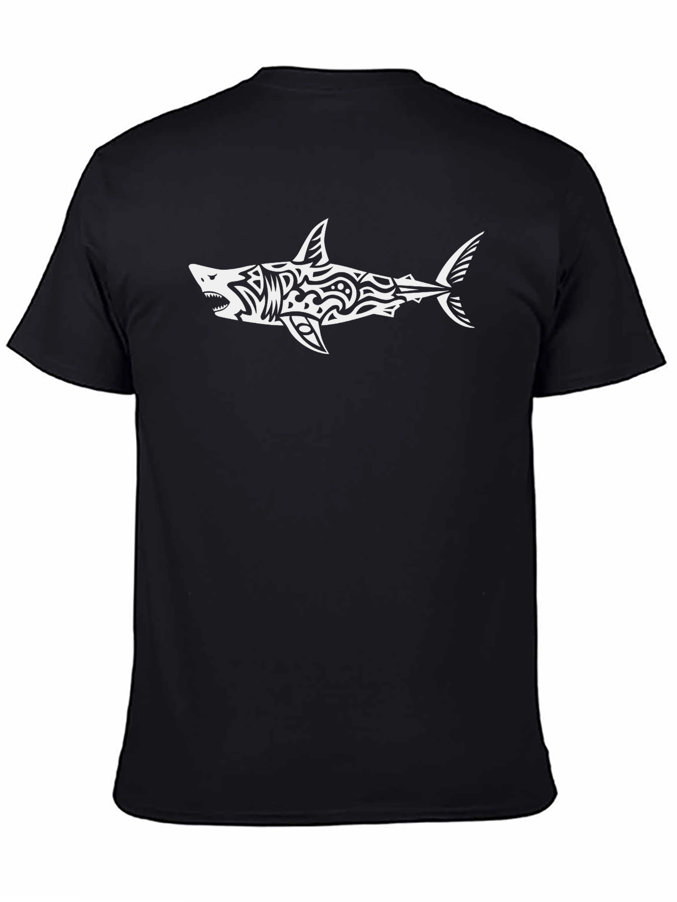 Shark Tribal Graphic Black T-Shirt