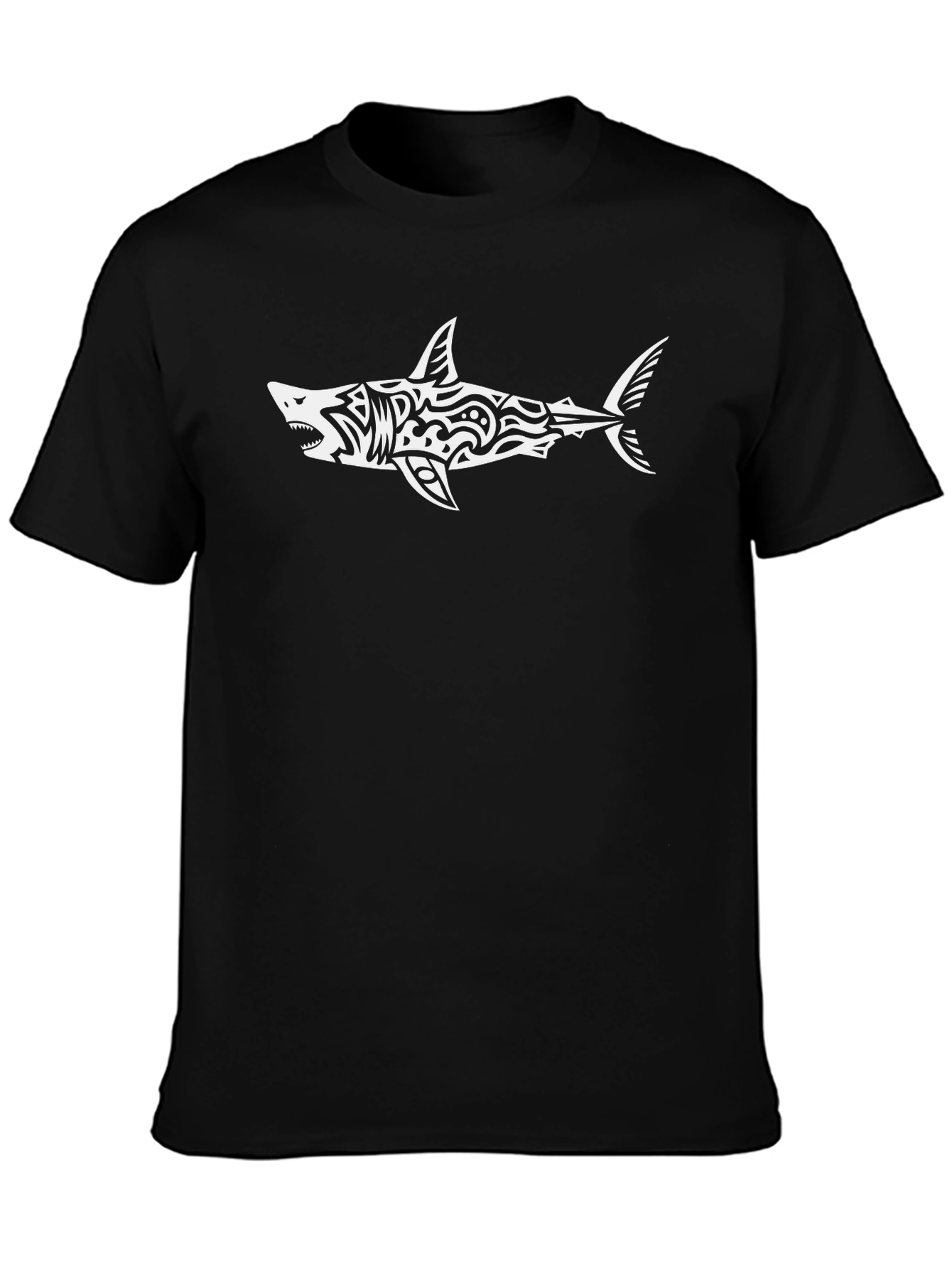 Shark Tribal Graphic Black T-Shirt