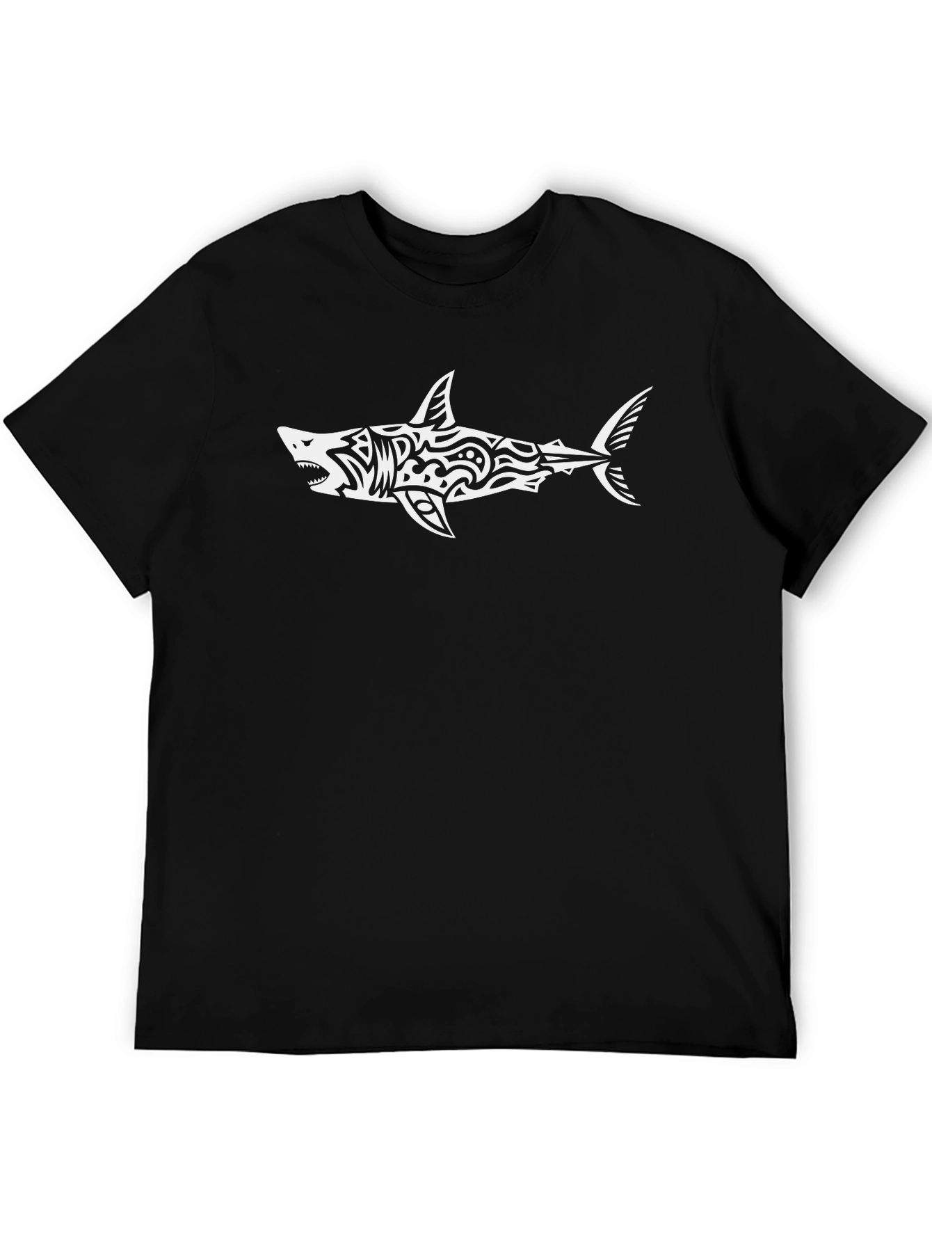 Shark Tribal Graphic Black T-Shirt