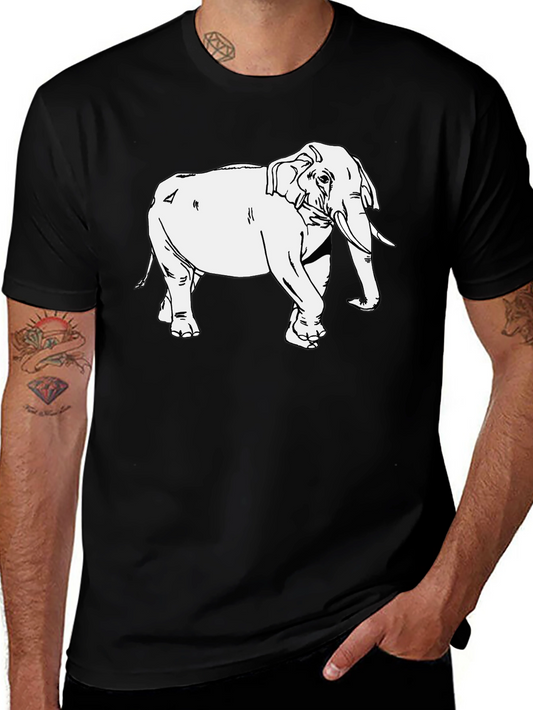 Elephant Graphic Print T-Shirt - Casual Black Tee