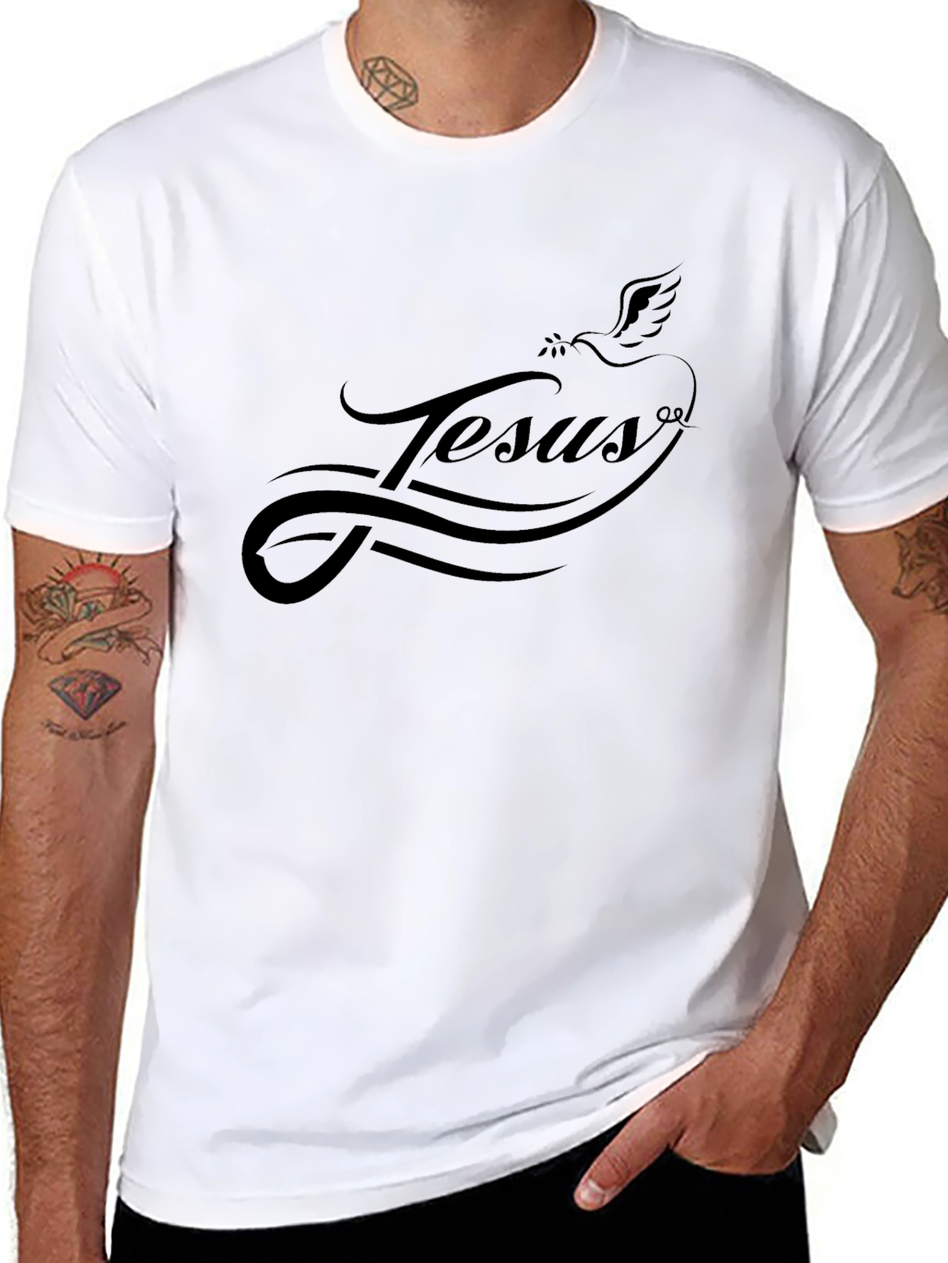 Jesus Dove Graphic Black T-Shirt