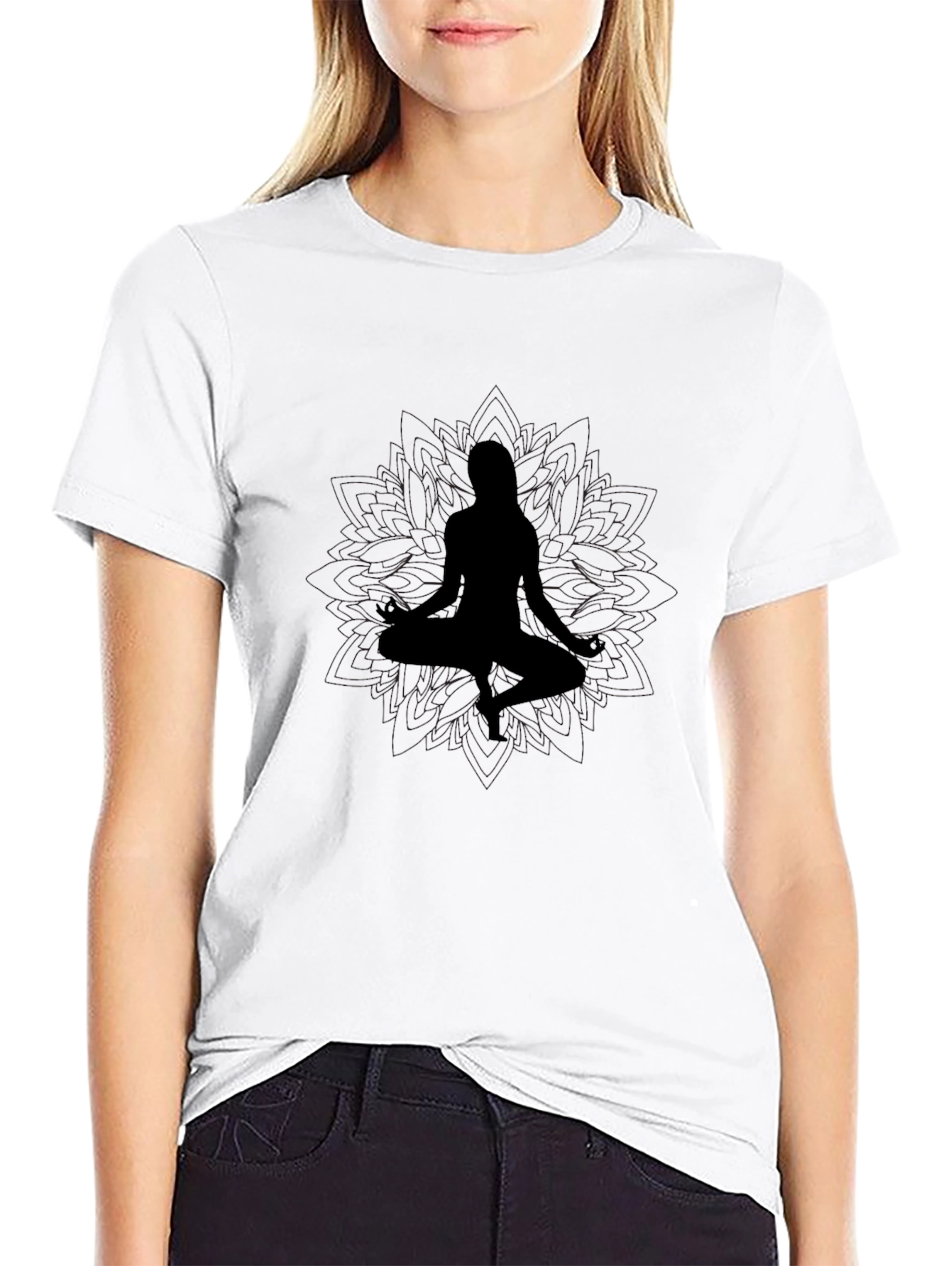 Meditating Silhouette Graphic T-Shirt