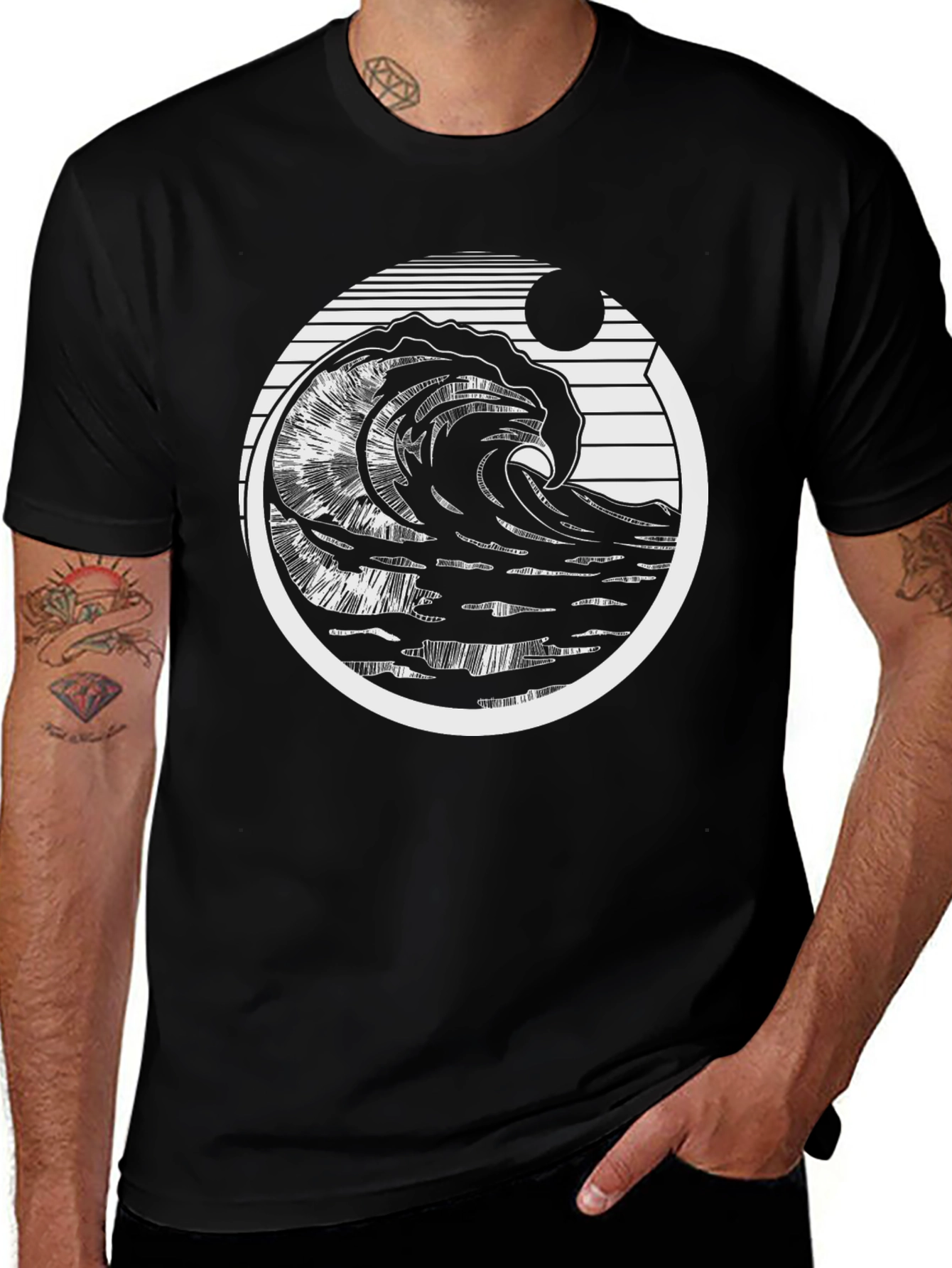 Wave Design Graphic T-Shirt
