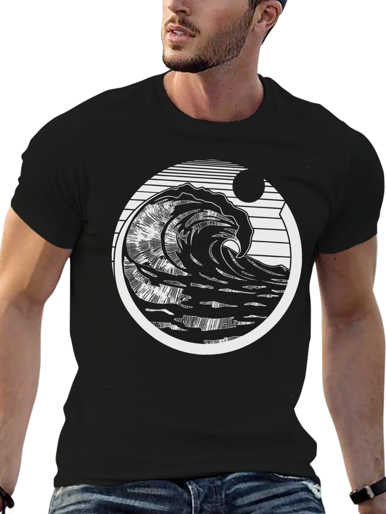 Wave Design Graphic T-Shirt