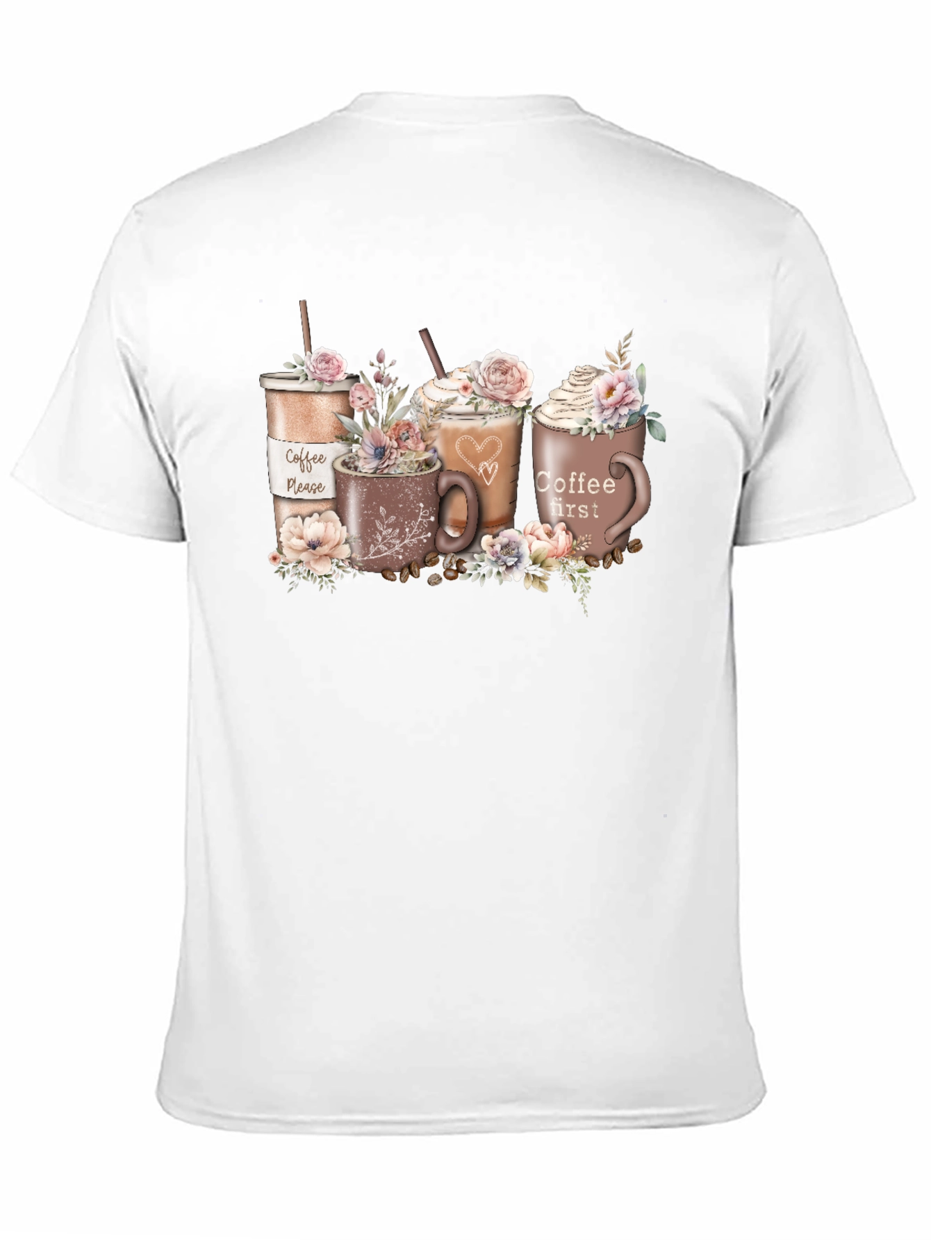 Coffee Lovers T-Shirt - Floral Latte Design
