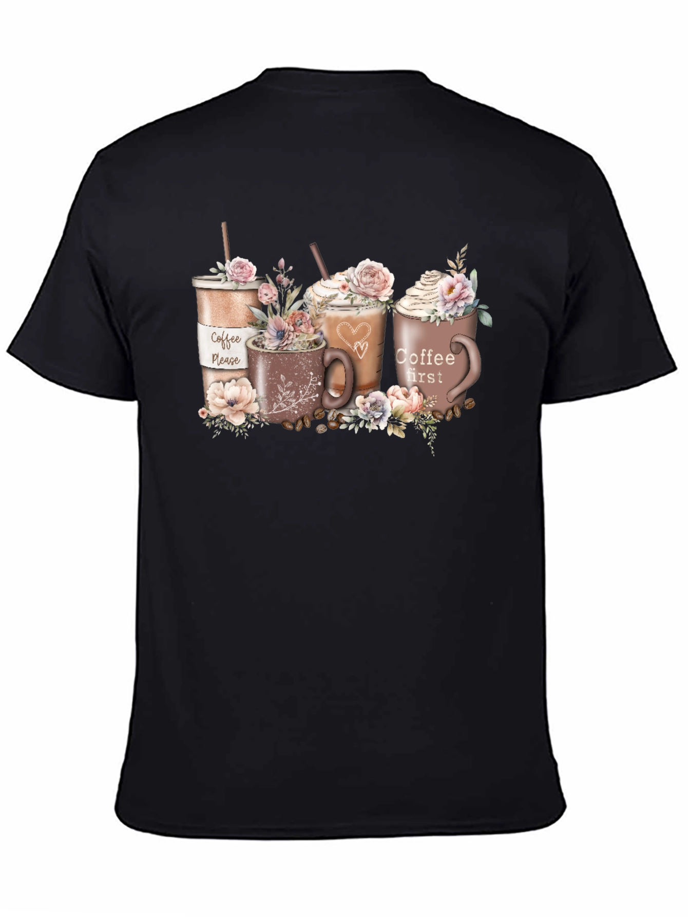 Coffee Lovers T-Shirt - Floral Latte Design