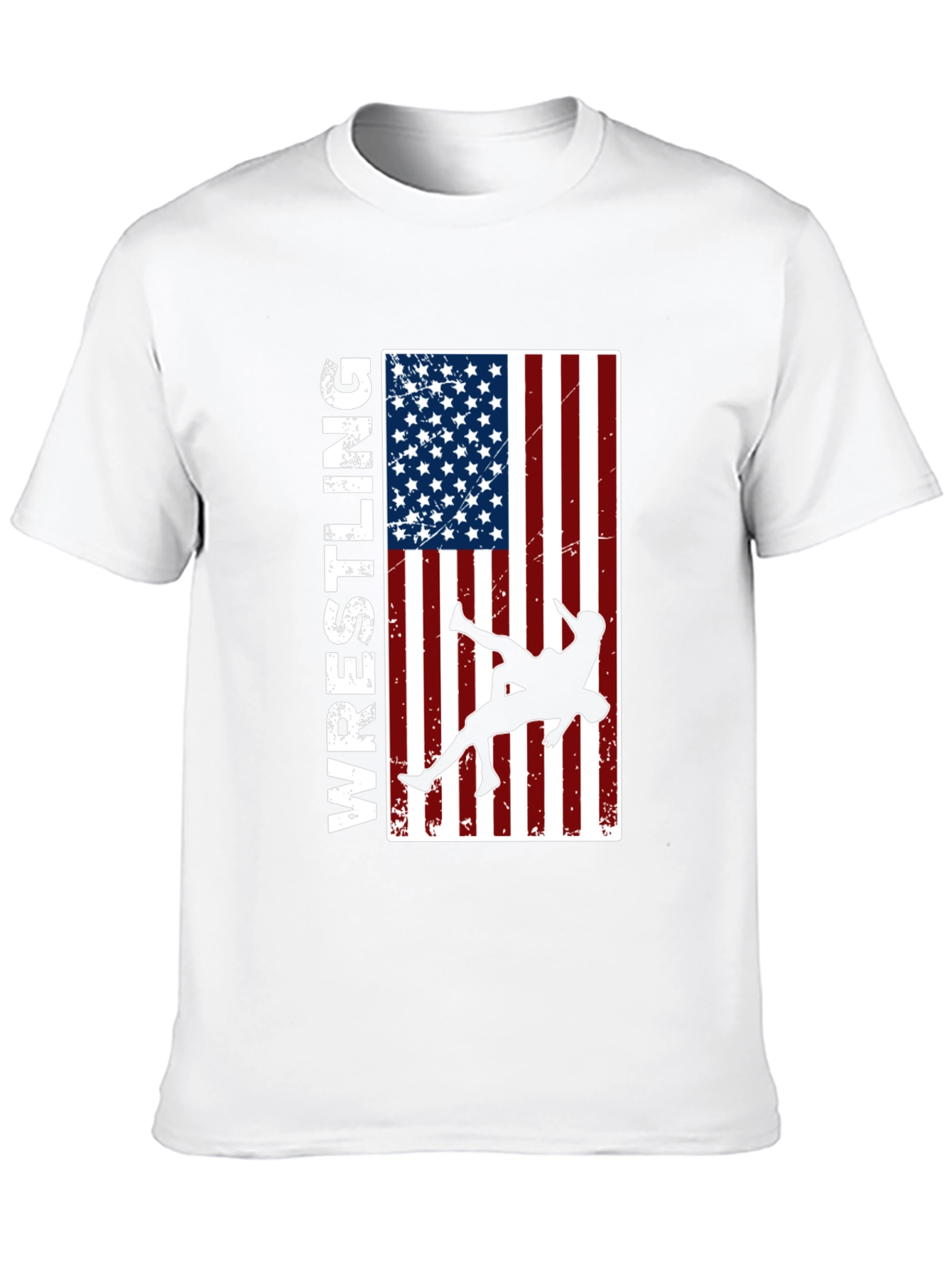 Wrestling American Flag Graphic T-Shirt