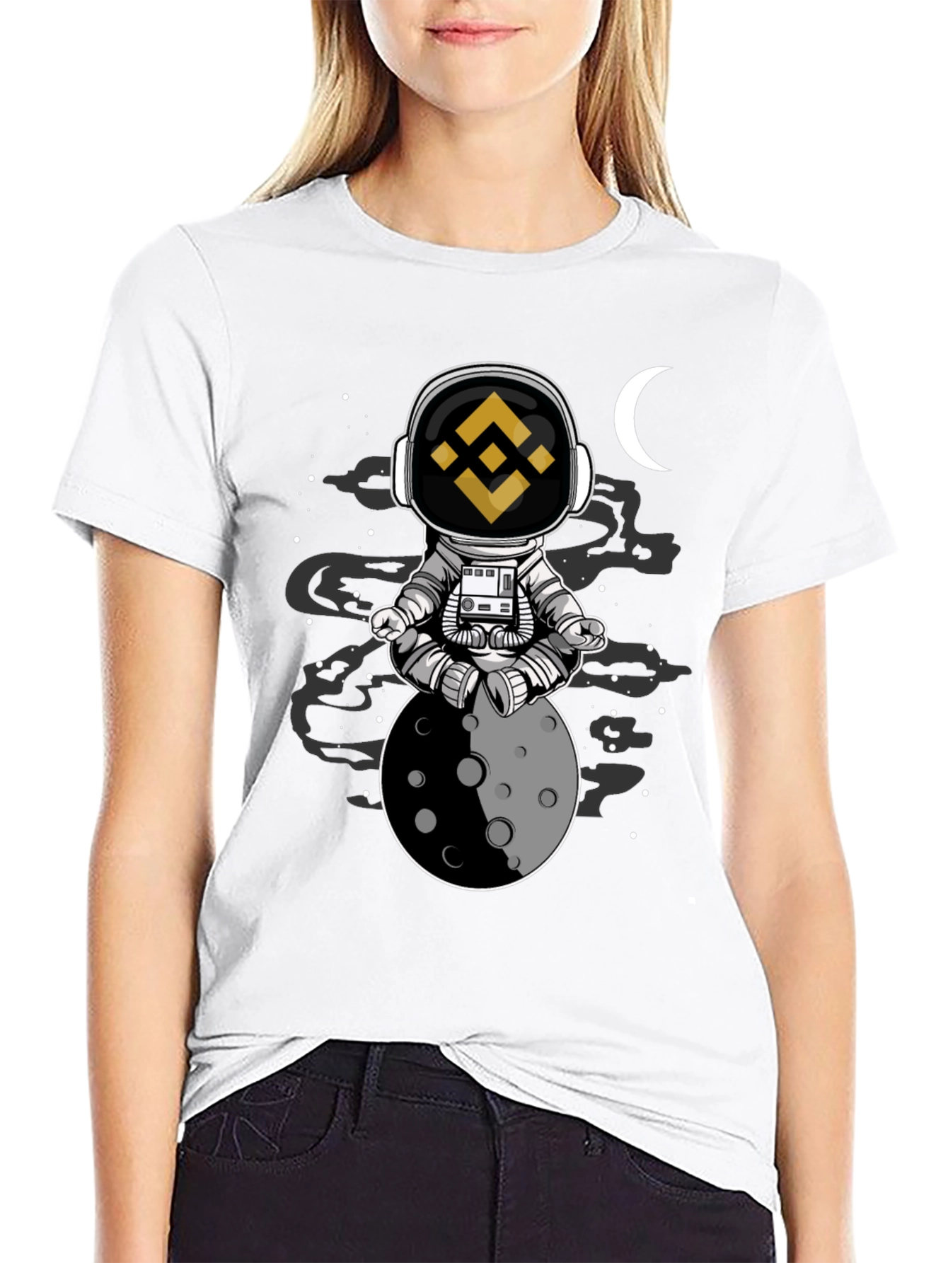 Binance Astronaut Moon T-Shirt - Crypto Fashion