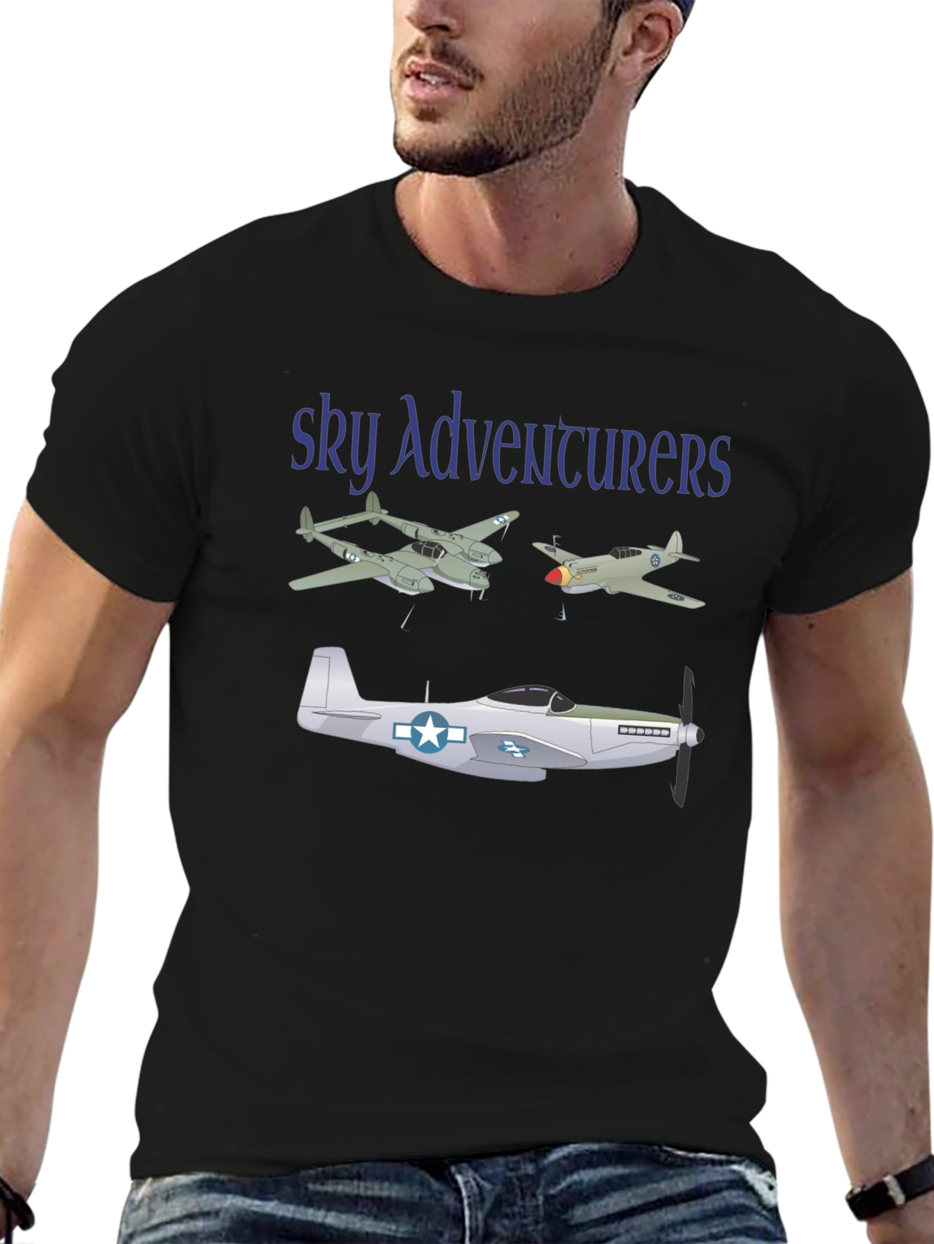 Sky Adventurers Black Graphic T-Shirt