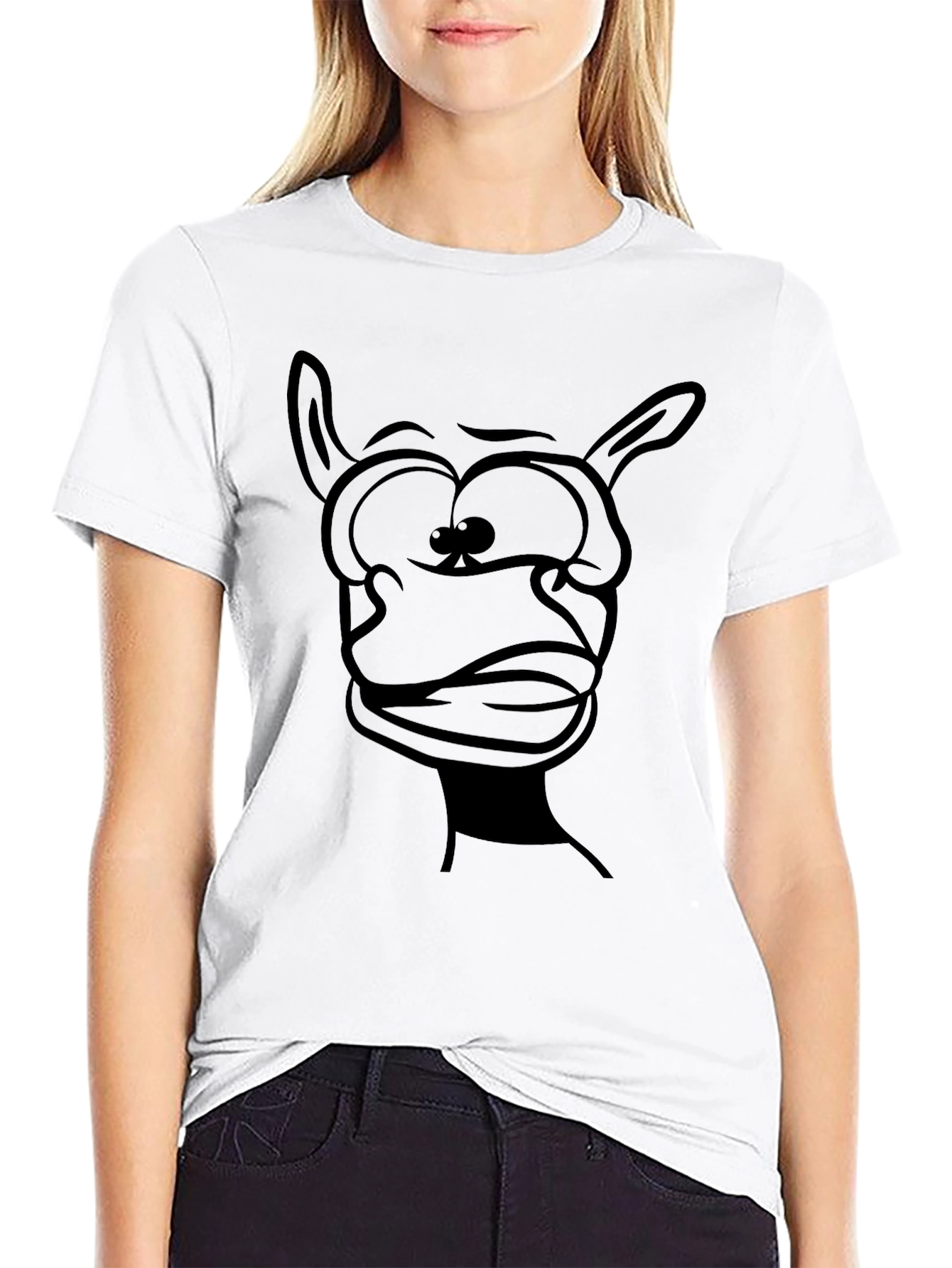 Cartoon Face Black Graphic Tee