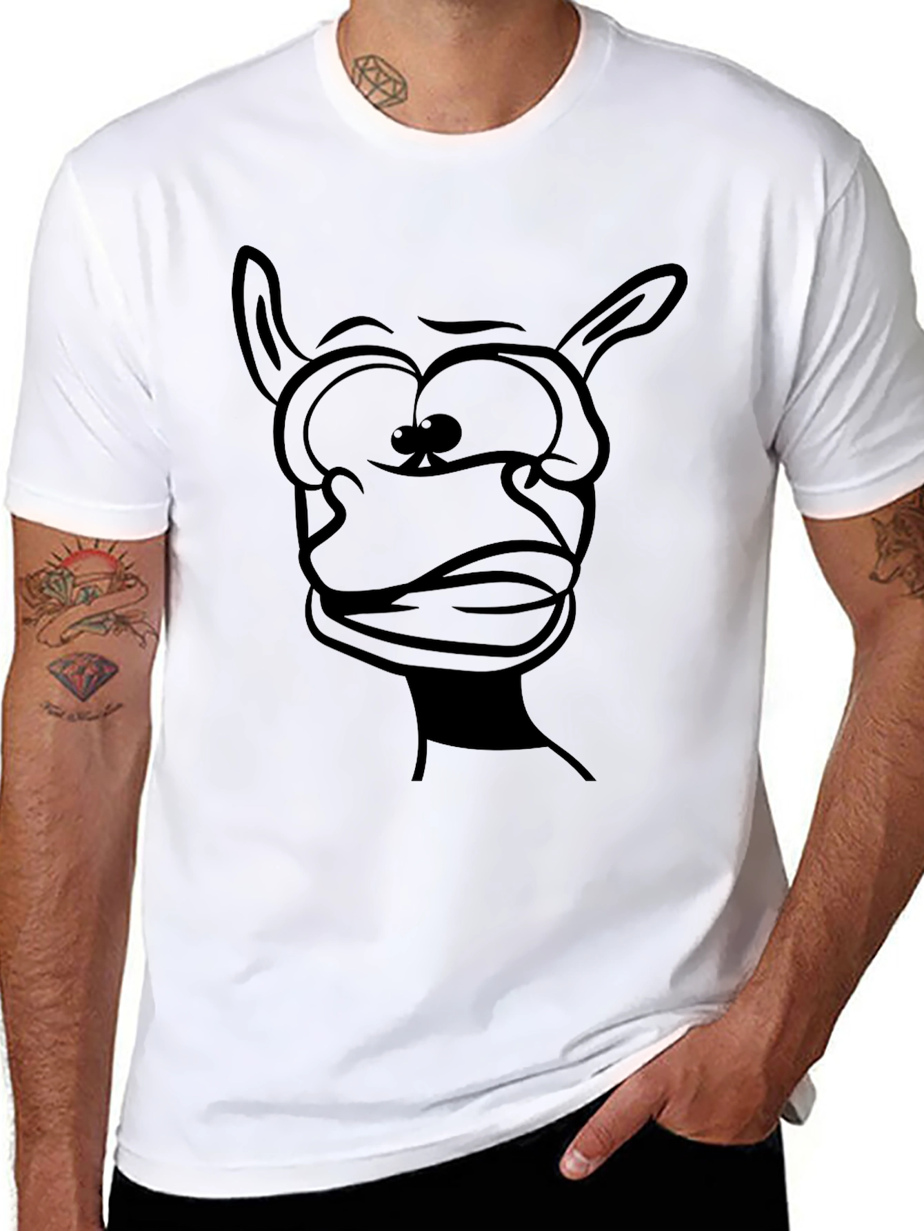 Cartoon Face Black Graphic Tee