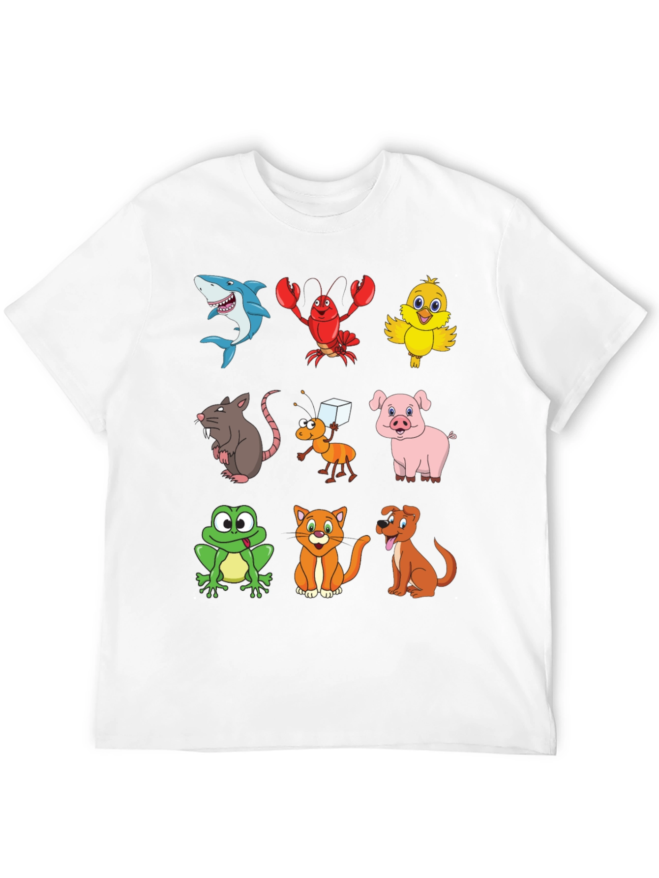 Cartoon Animal Print Black T-Shirt