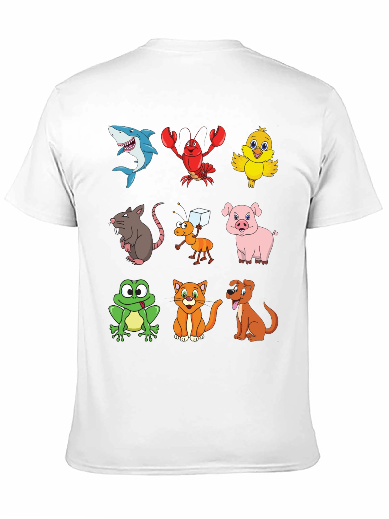 Cartoon Animal Print Black T-Shirt