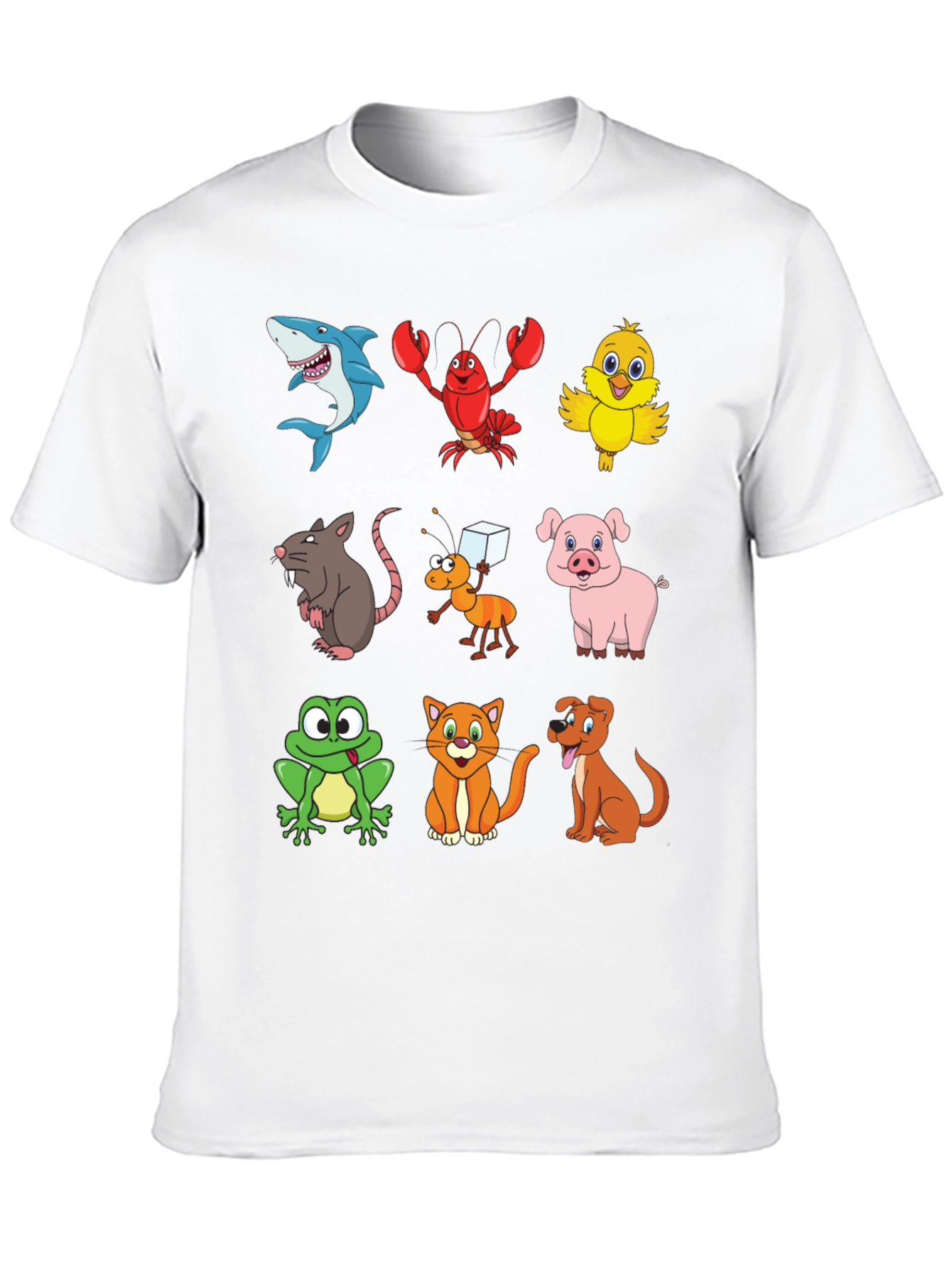 Cartoon Animal Print Black T-Shirt