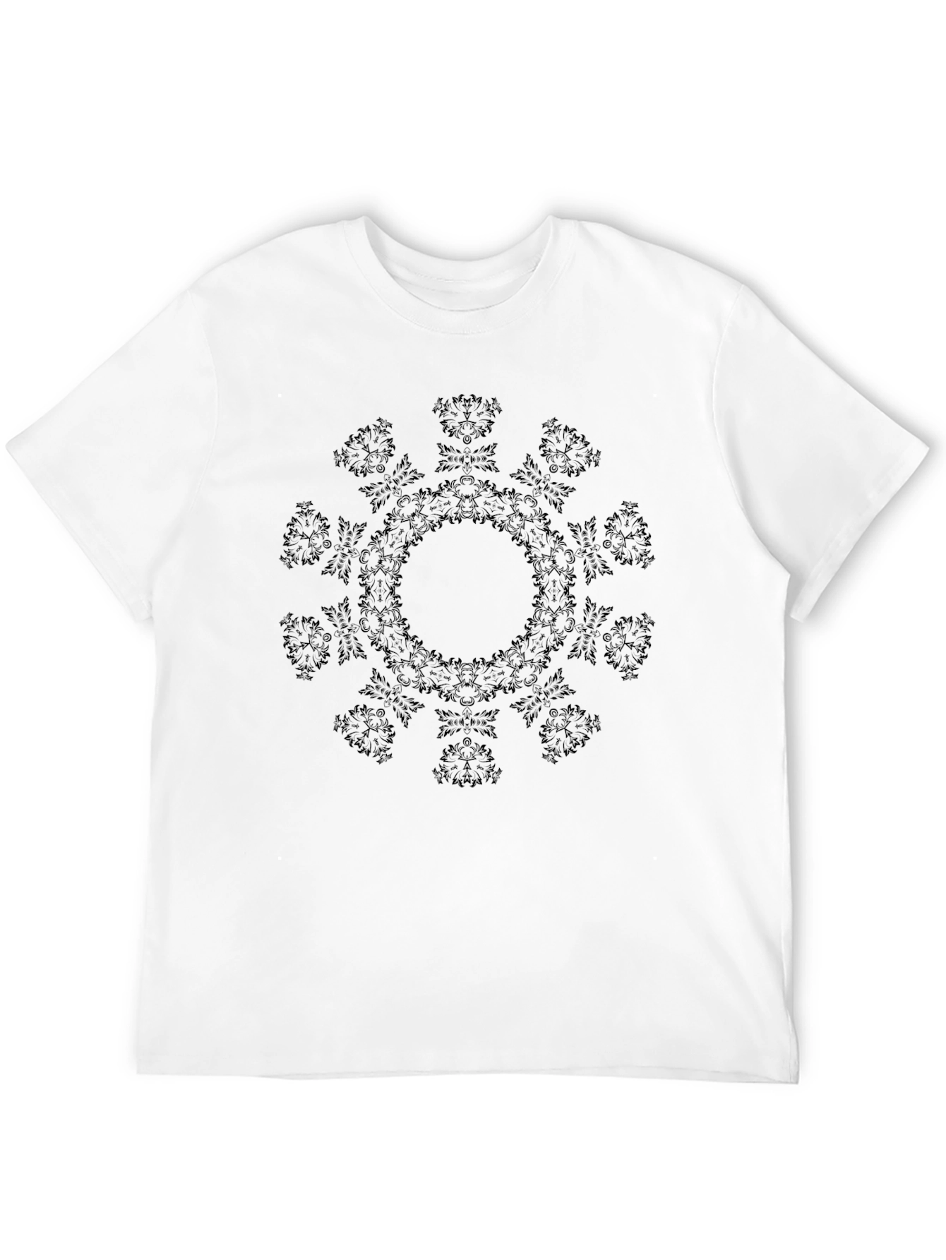 Mens Black Mandala Graphic Crew Neck T-Shirt