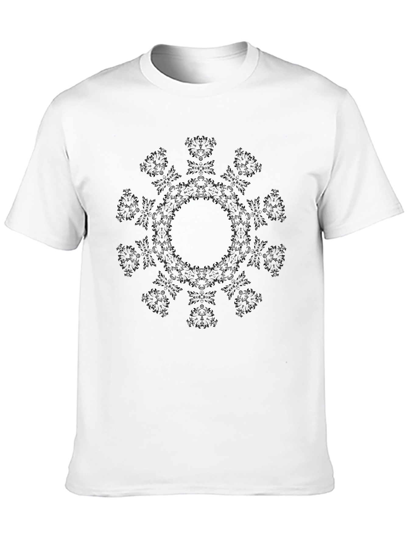 Mens Black Mandala Graphic Crew Neck T-Shirt