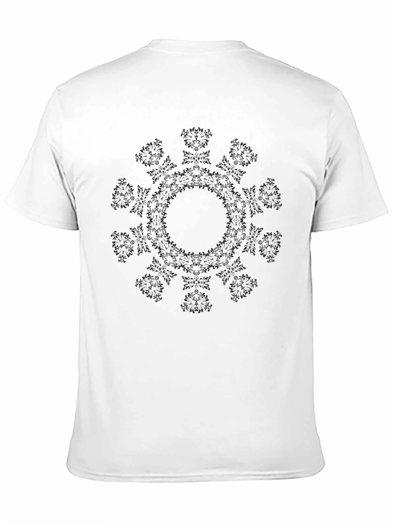 Mens Black Mandala Graphic Crew Neck T-Shirt
