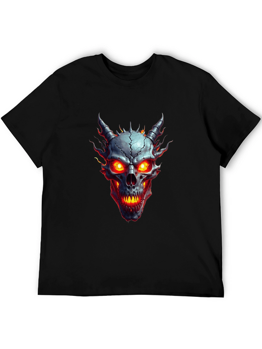 Fiery Skull Graphic Tee - Black