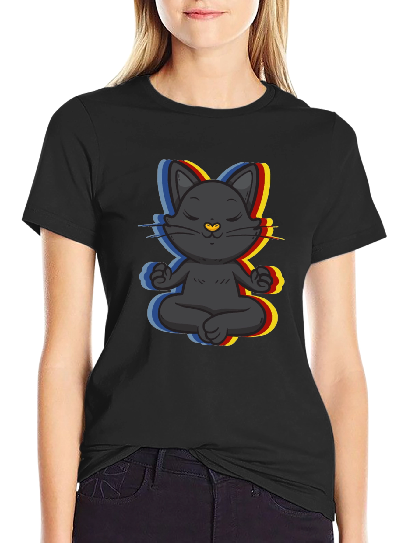 Zen Cat T-Shirt - Meditating Feline Tee