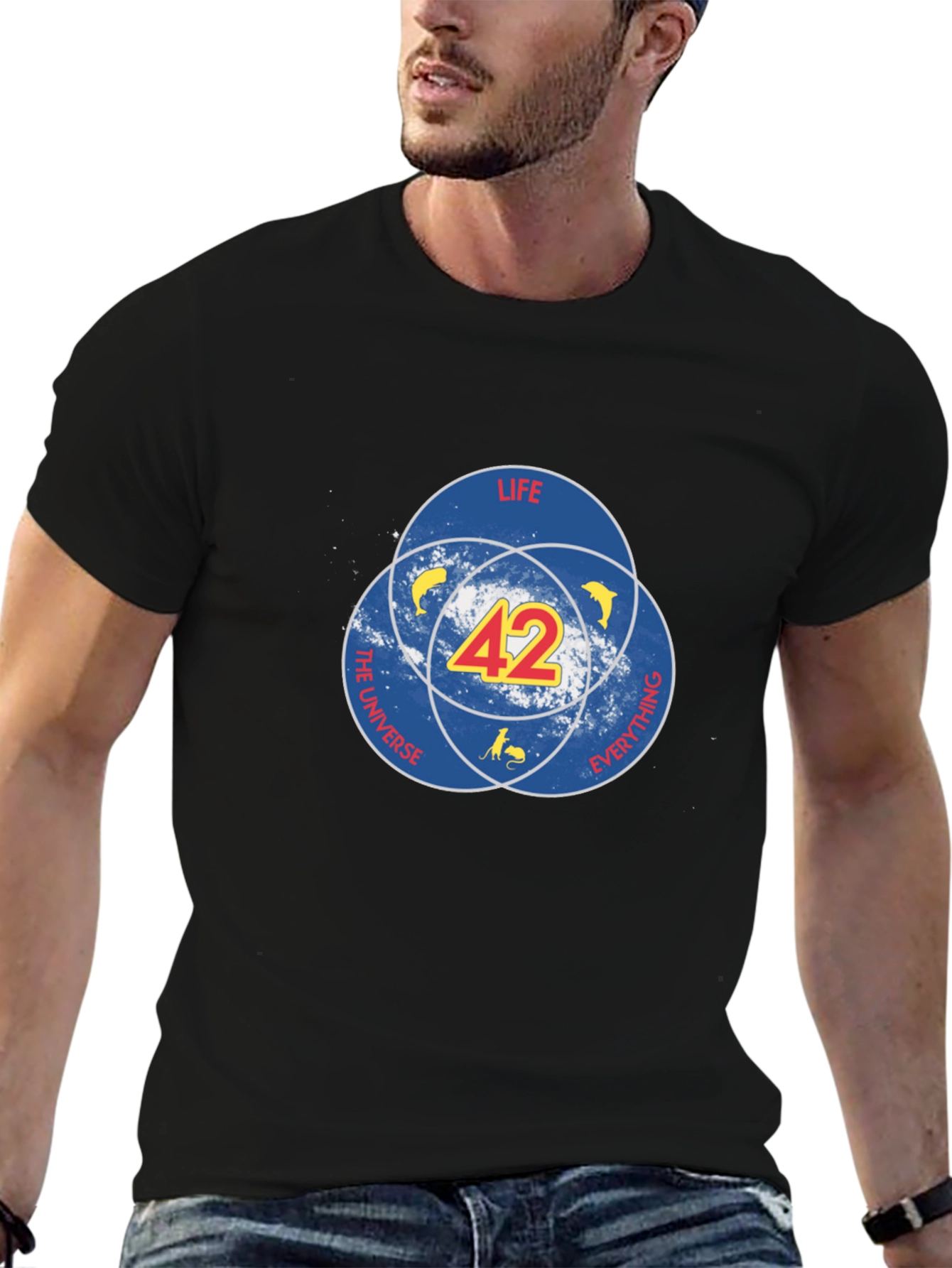 42 Life Universe Everything T-Shirt - Mens Black Tee