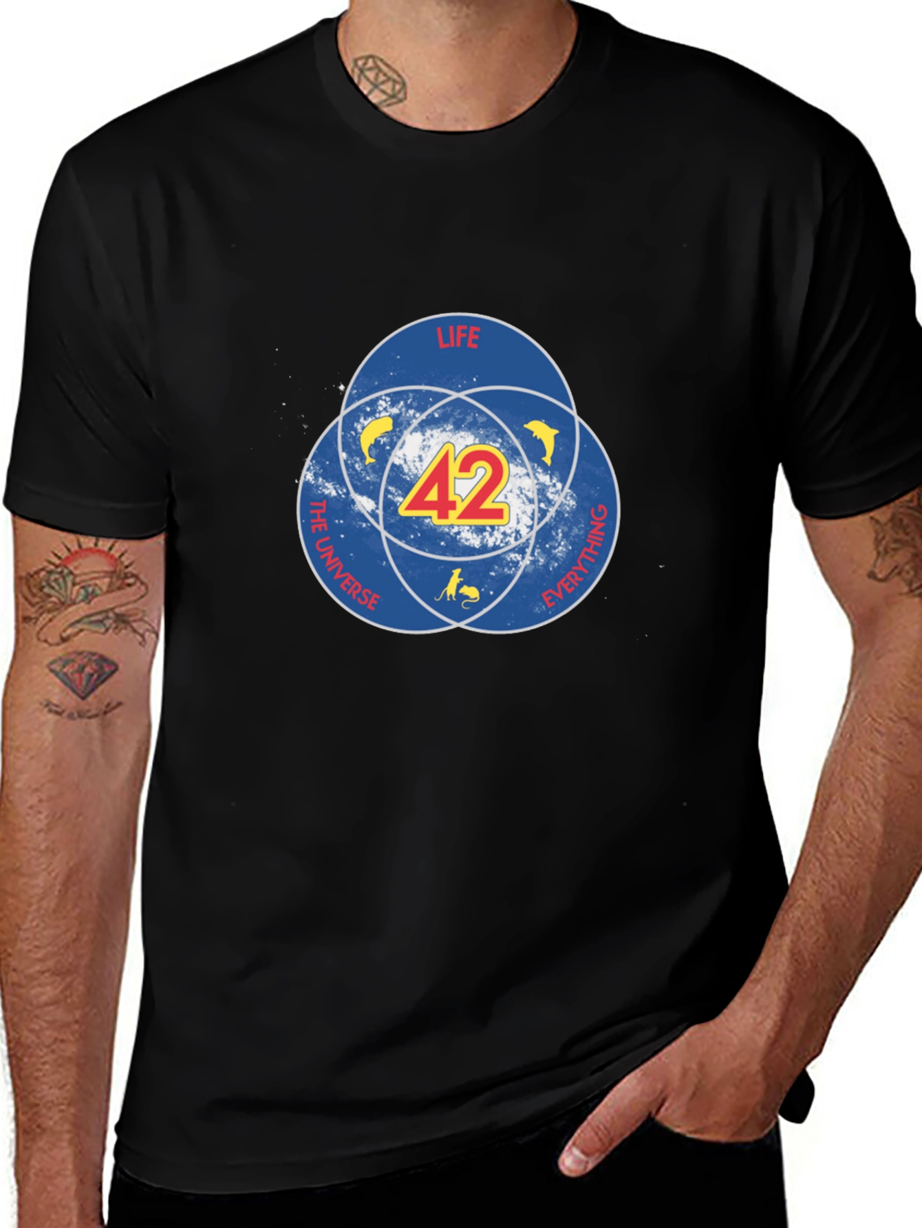 42 Life Universe Everything T-Shirt - Mens Black Tee