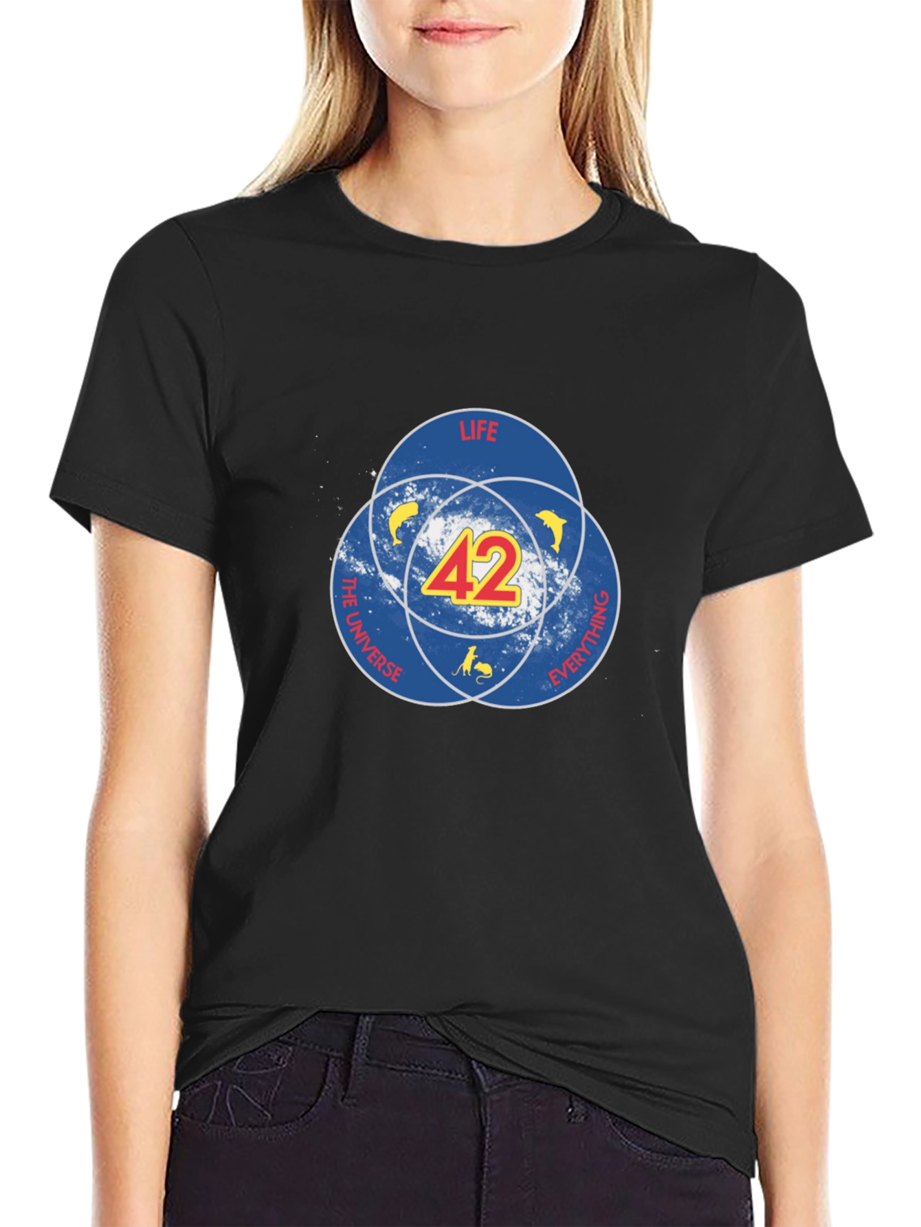 42 Life Universe Everything T-Shirt - Mens Black Tee