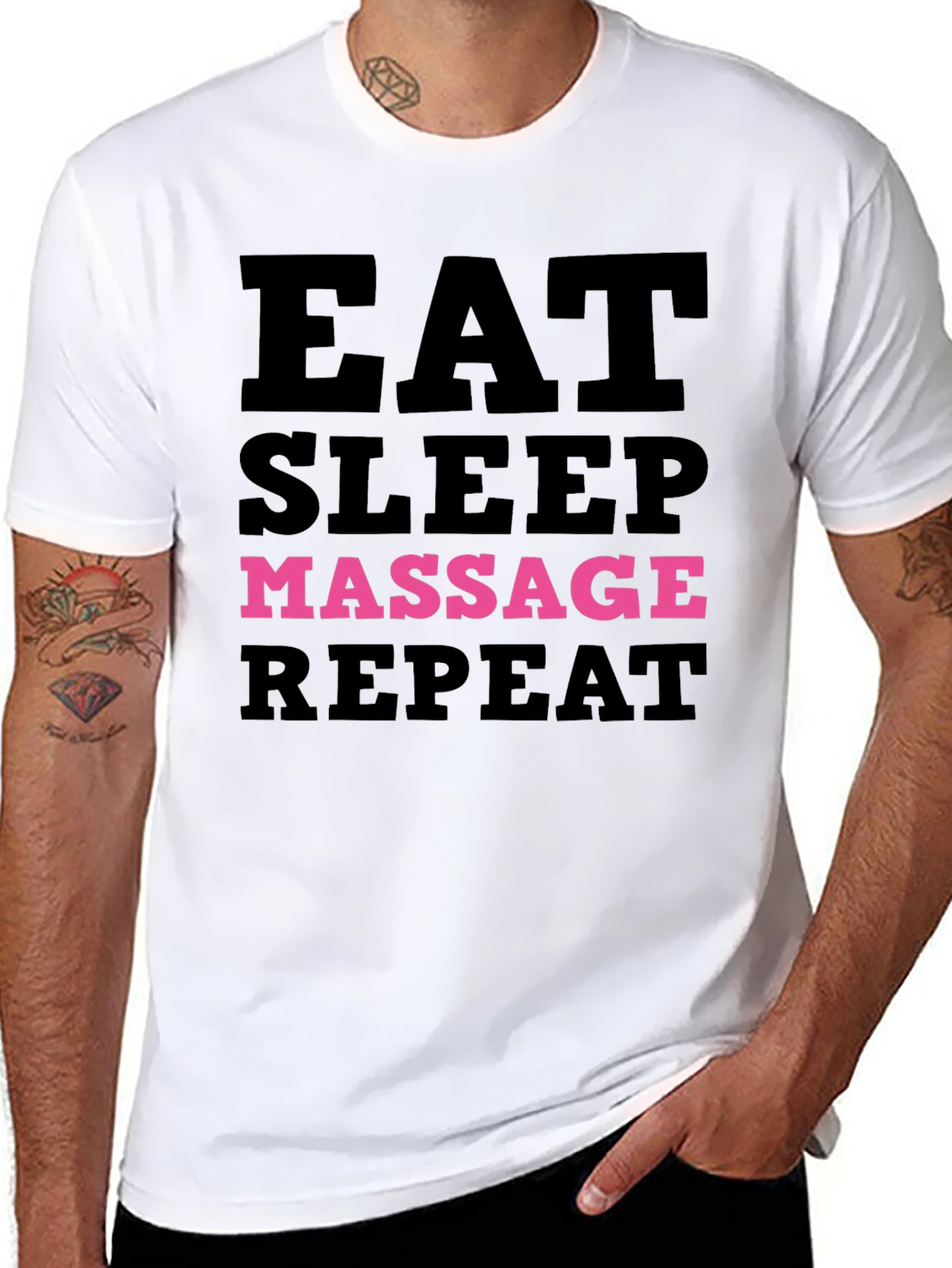 Eat Sleep Massage Repeat - Black T-Shirt