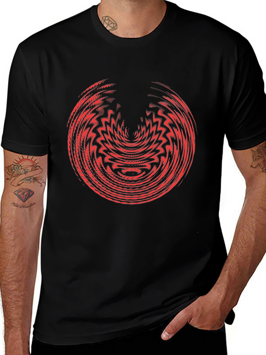 Abstract Graphic Tee - Red Vortex Design