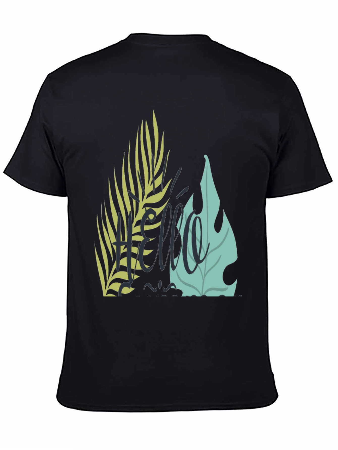 Tropical Hello Graphic Black T-Shirt