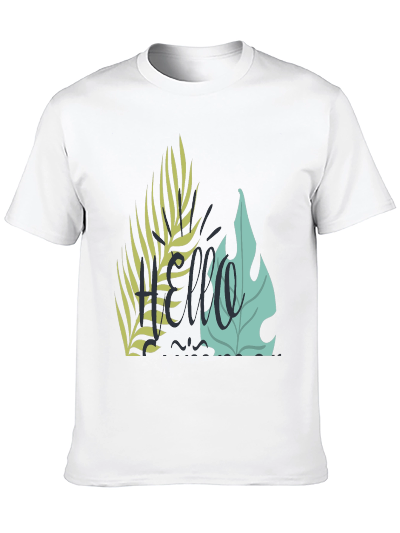 Tropical Hello Graphic Black T-Shirt
