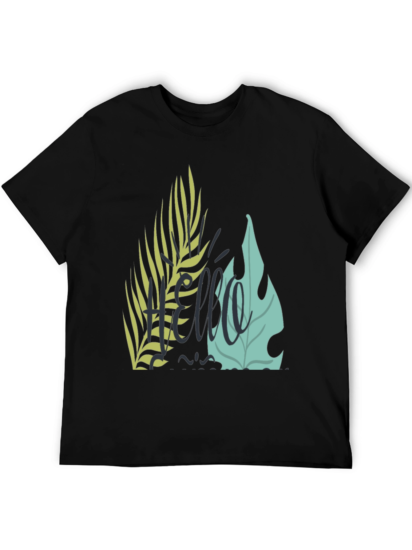 Tropical Hello Graphic Black T-Shirt