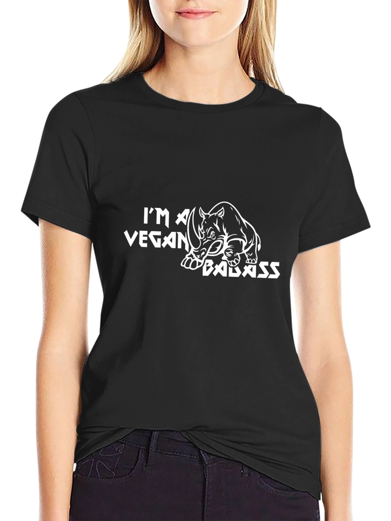 Vegan Badass Rhino T-Shirt - Black