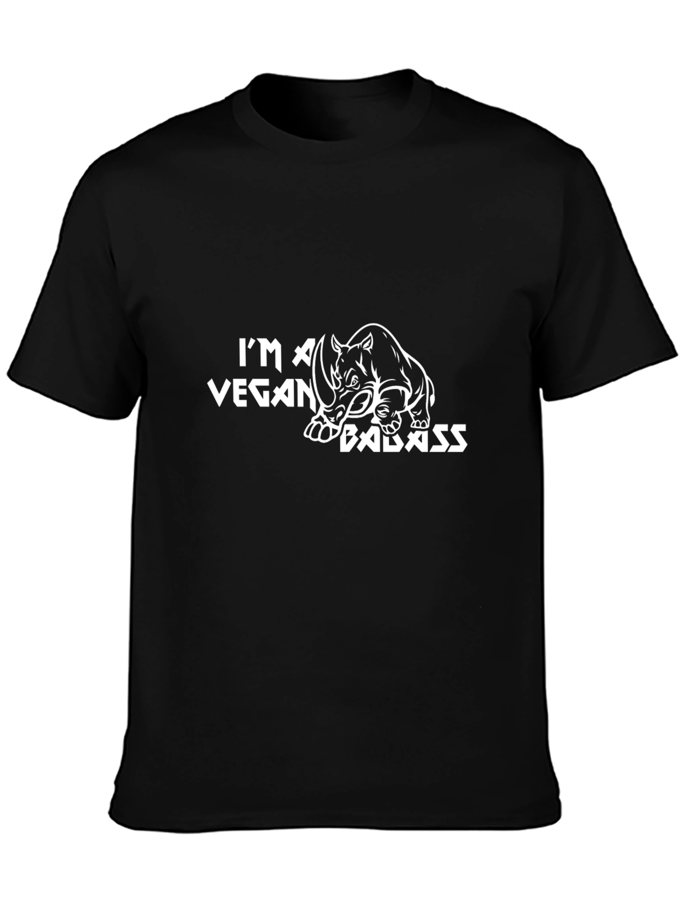 Vegan Badass Rhino T-Shirt - Black