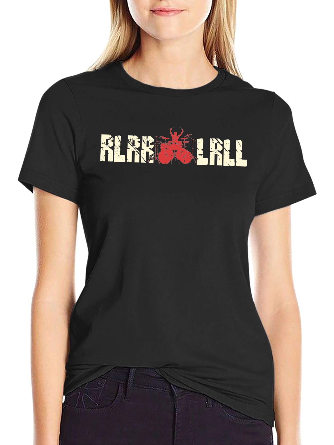 KLAR LALL Black T-Shirt with Drummer Graphic
