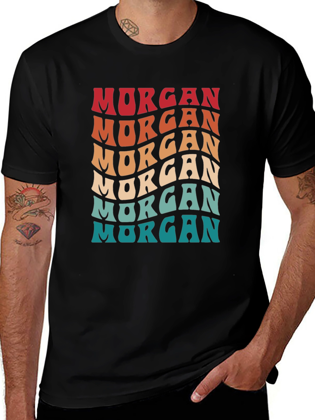 Retro Morgan T-Shirt - Wavy Text Design