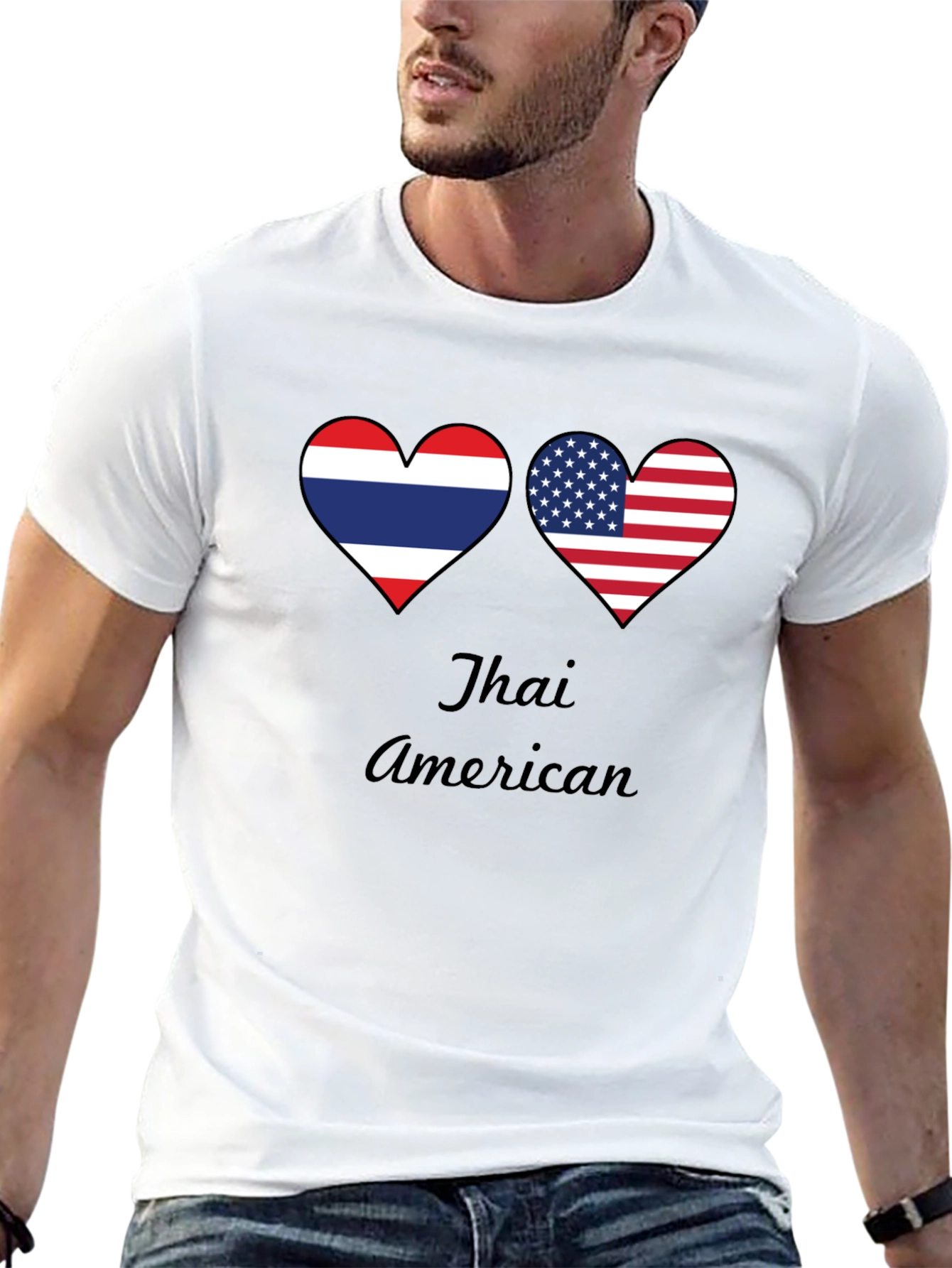 Thai American Pride T-Shirt - Heart Flag Design