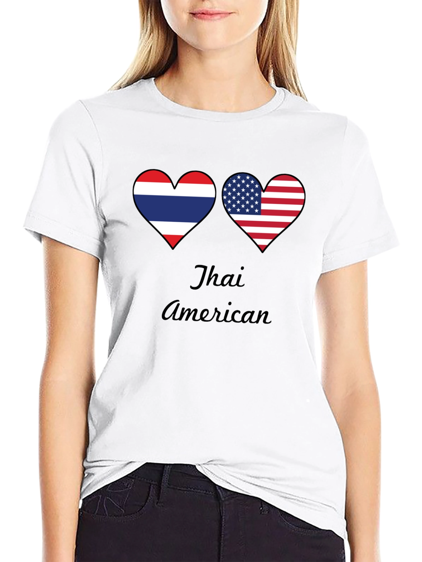 Thai American Pride T-Shirt - Heart Flag Design