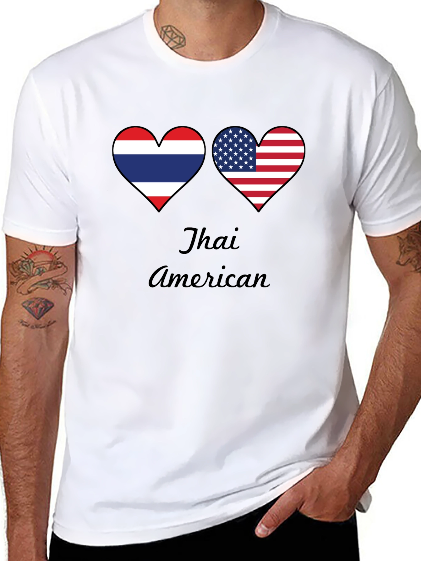 Thai American Pride T-Shirt - Heart Flag Design