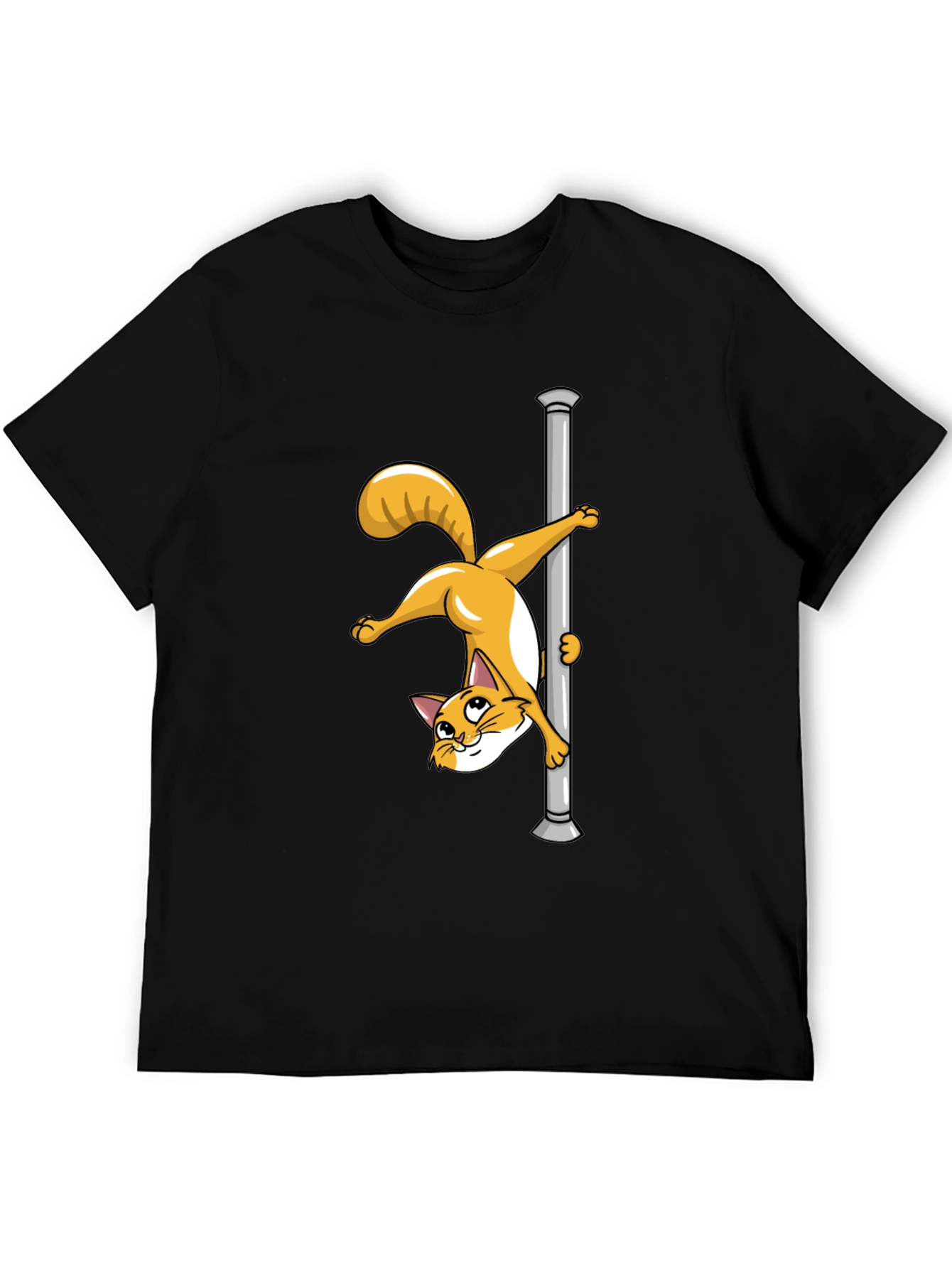 Funny Cat Pole Dance Black T-Shirt