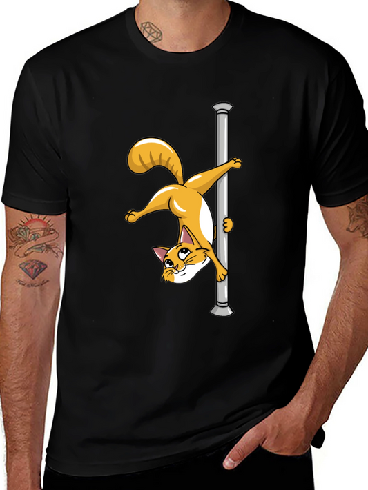 Funny Cat Pole Dance Black T-Shirt