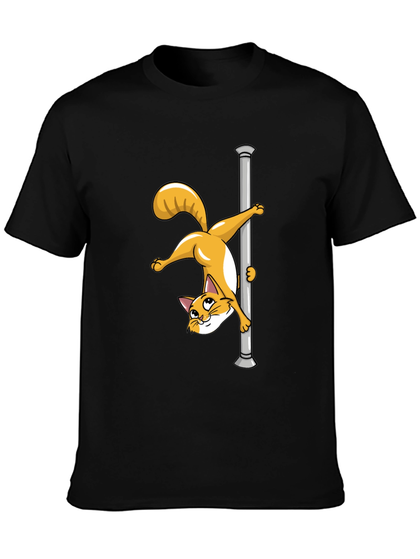 Funny Cat Pole Dance Black T-Shirt